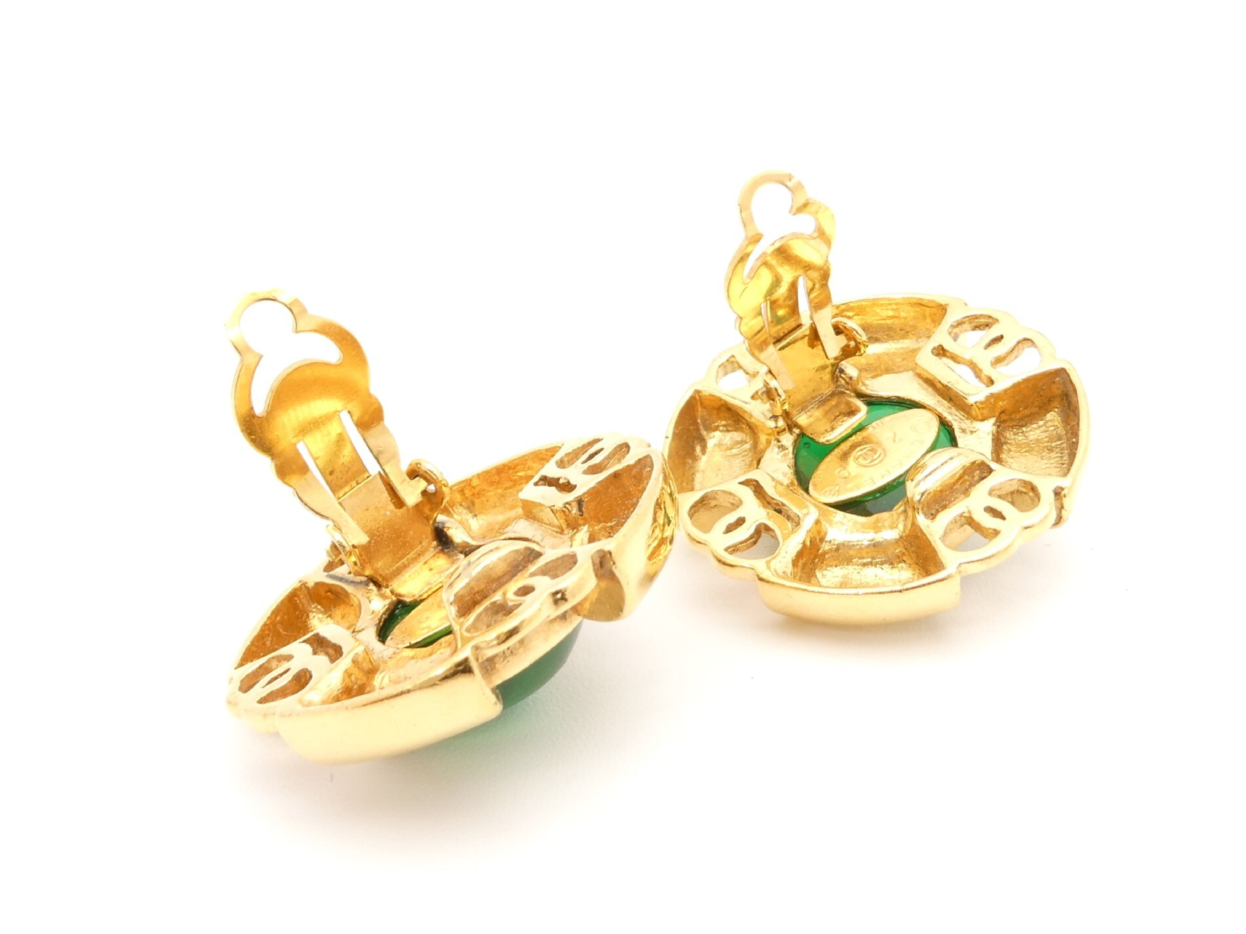 Coco Mark Round Gold Earrings — view 4