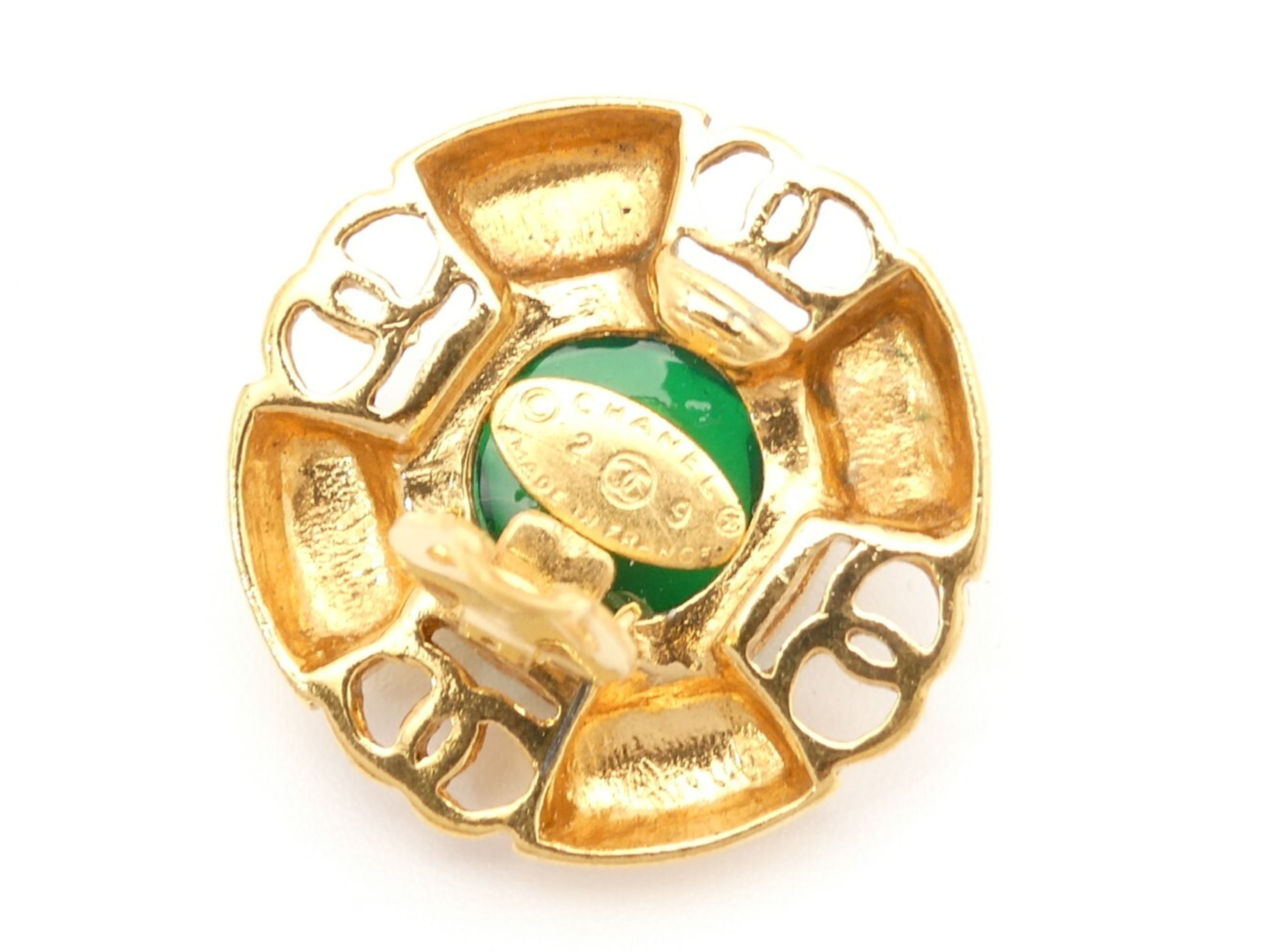 Coco Mark Round Gold Earrings — view 5