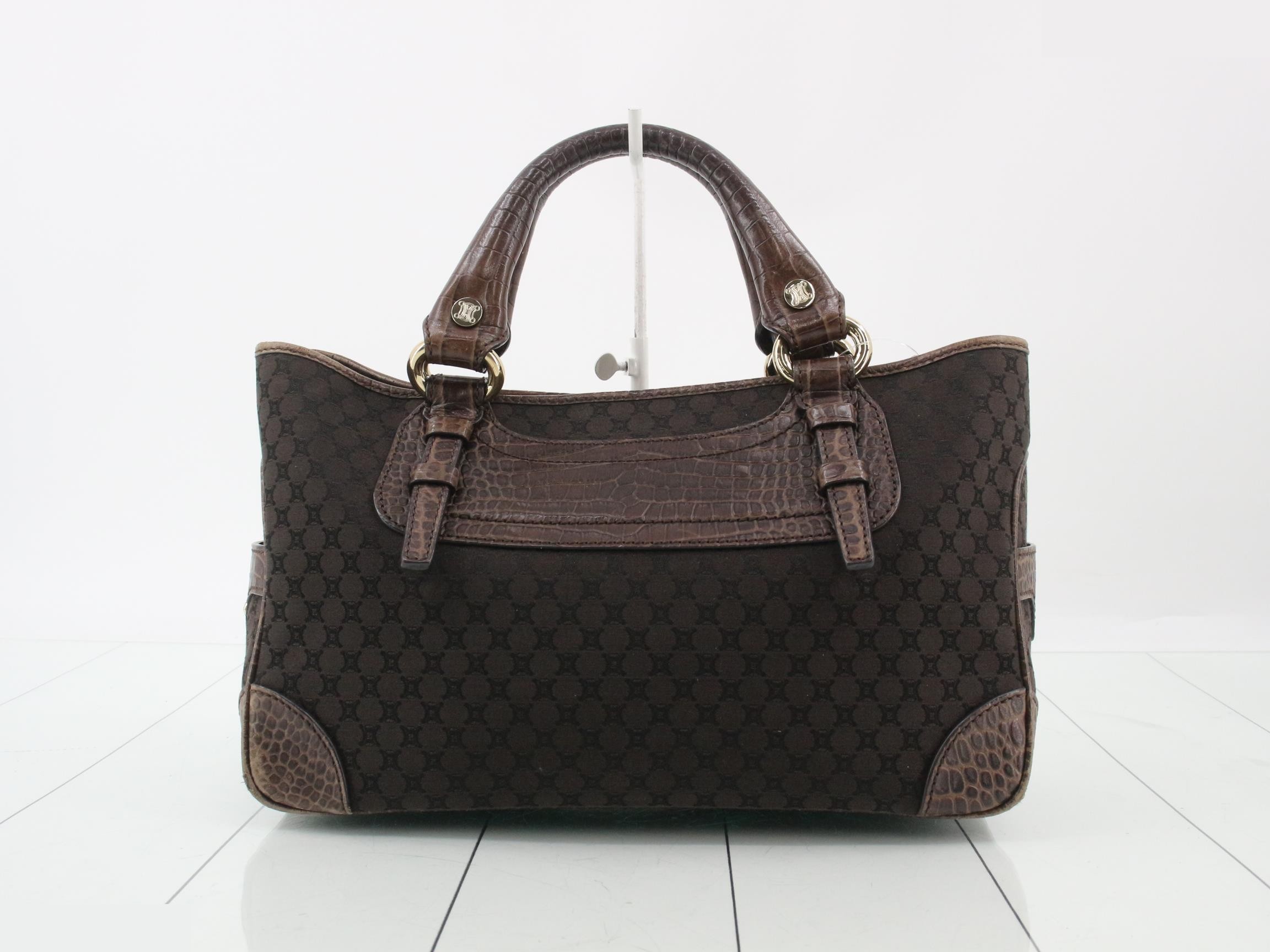 Boogie Bag Macadam Crocodile Embossed Handbag, Brown