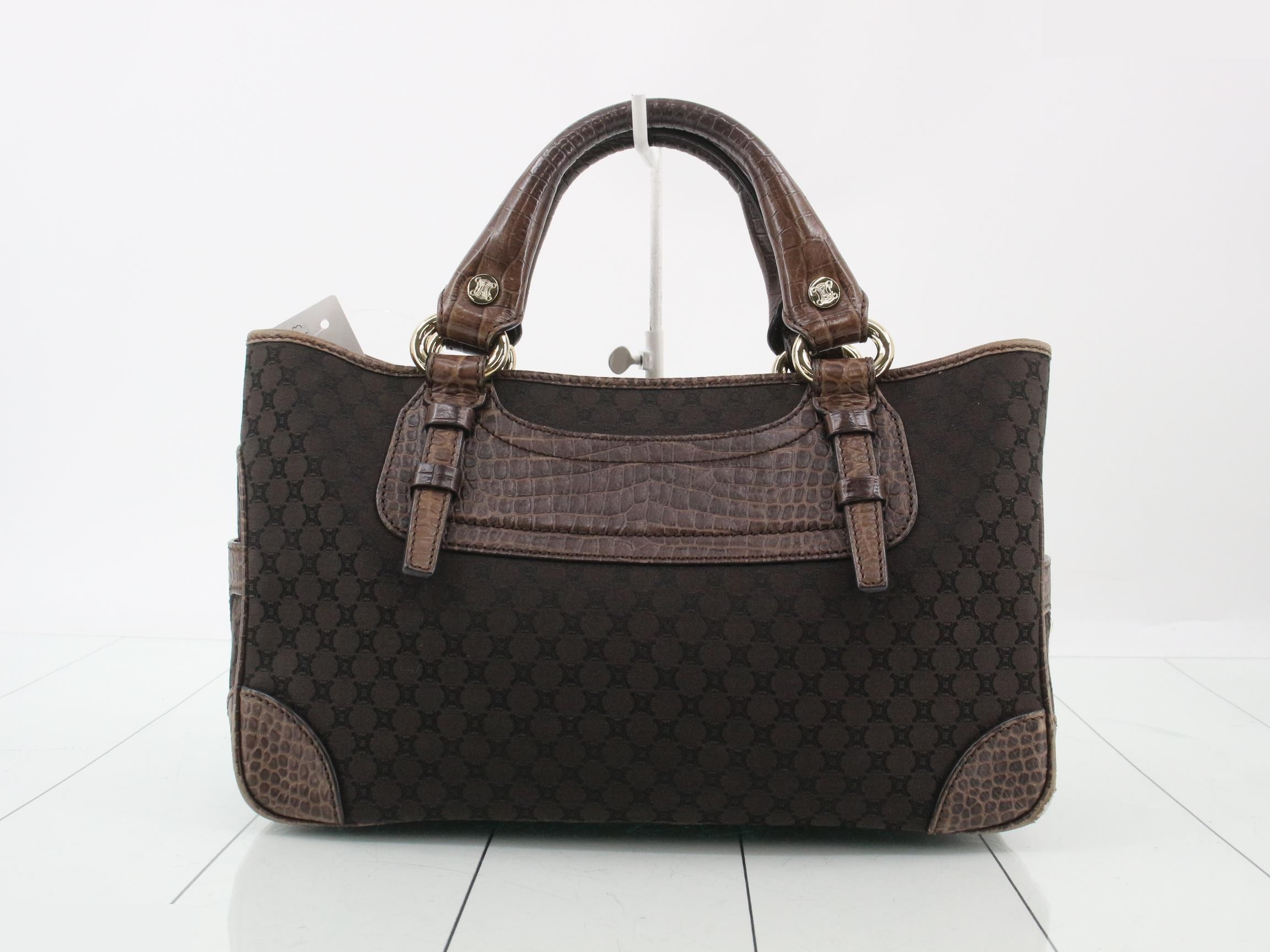 Boogie Bag Macadam Crocodile Embossed Handbag, Brown — view 2