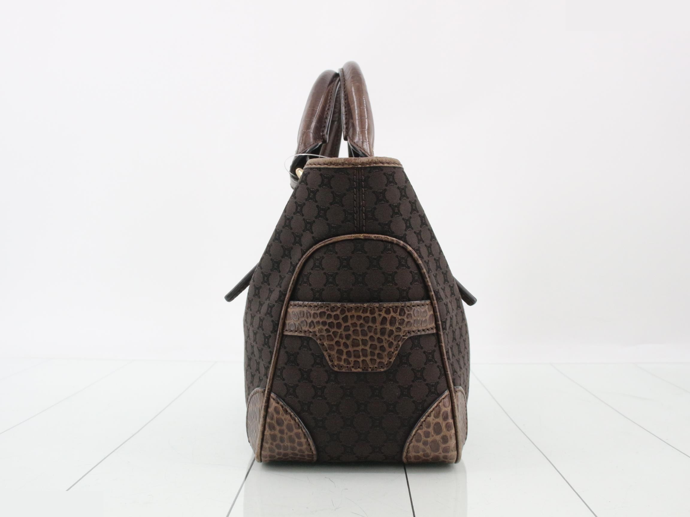 Boogie Bag Macadam Crocodile Embossed Handbag, Brown — view 3