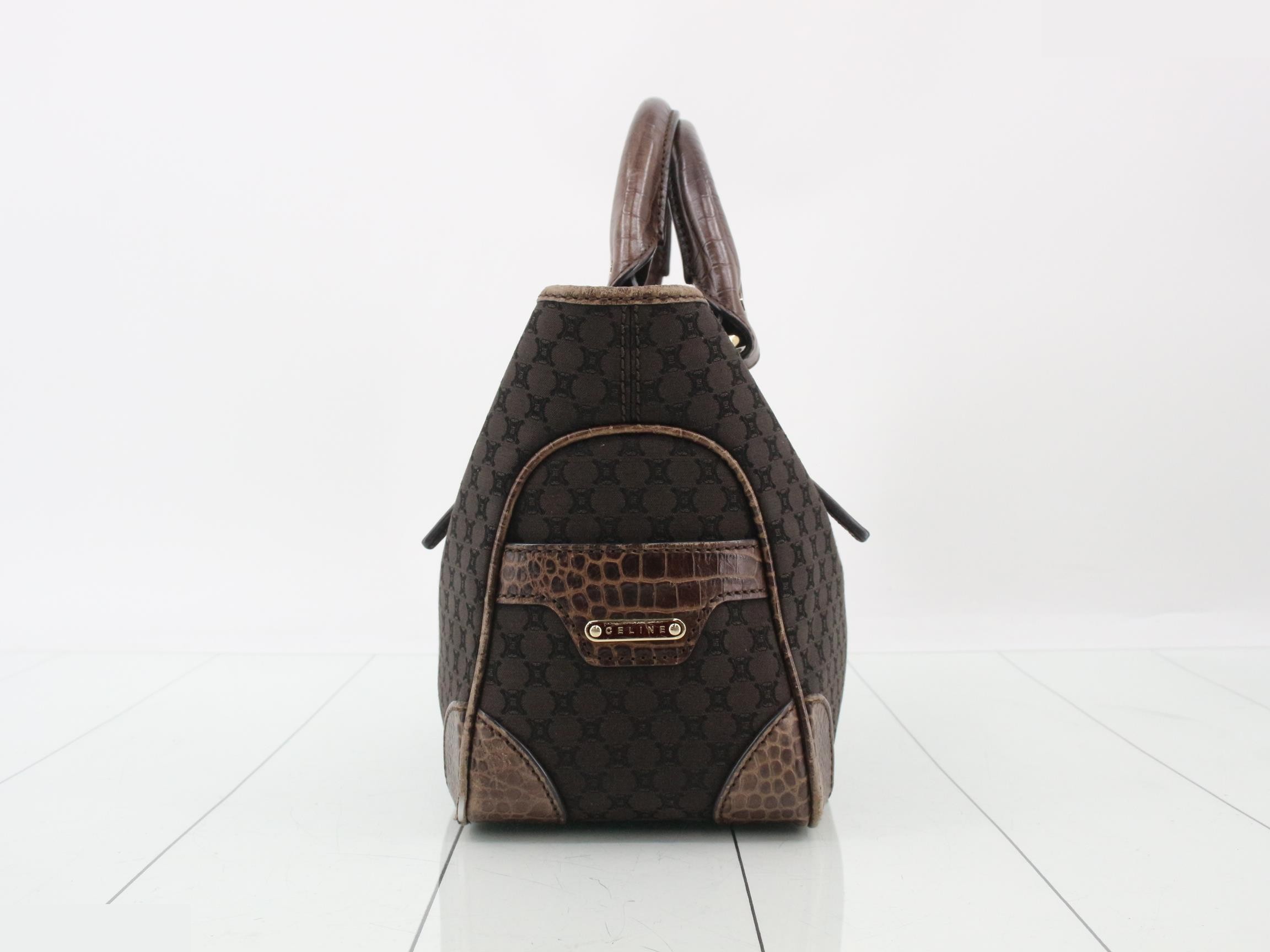 Boogie Bag Macadam Crocodile Embossed Handbag, Brown — view 4
