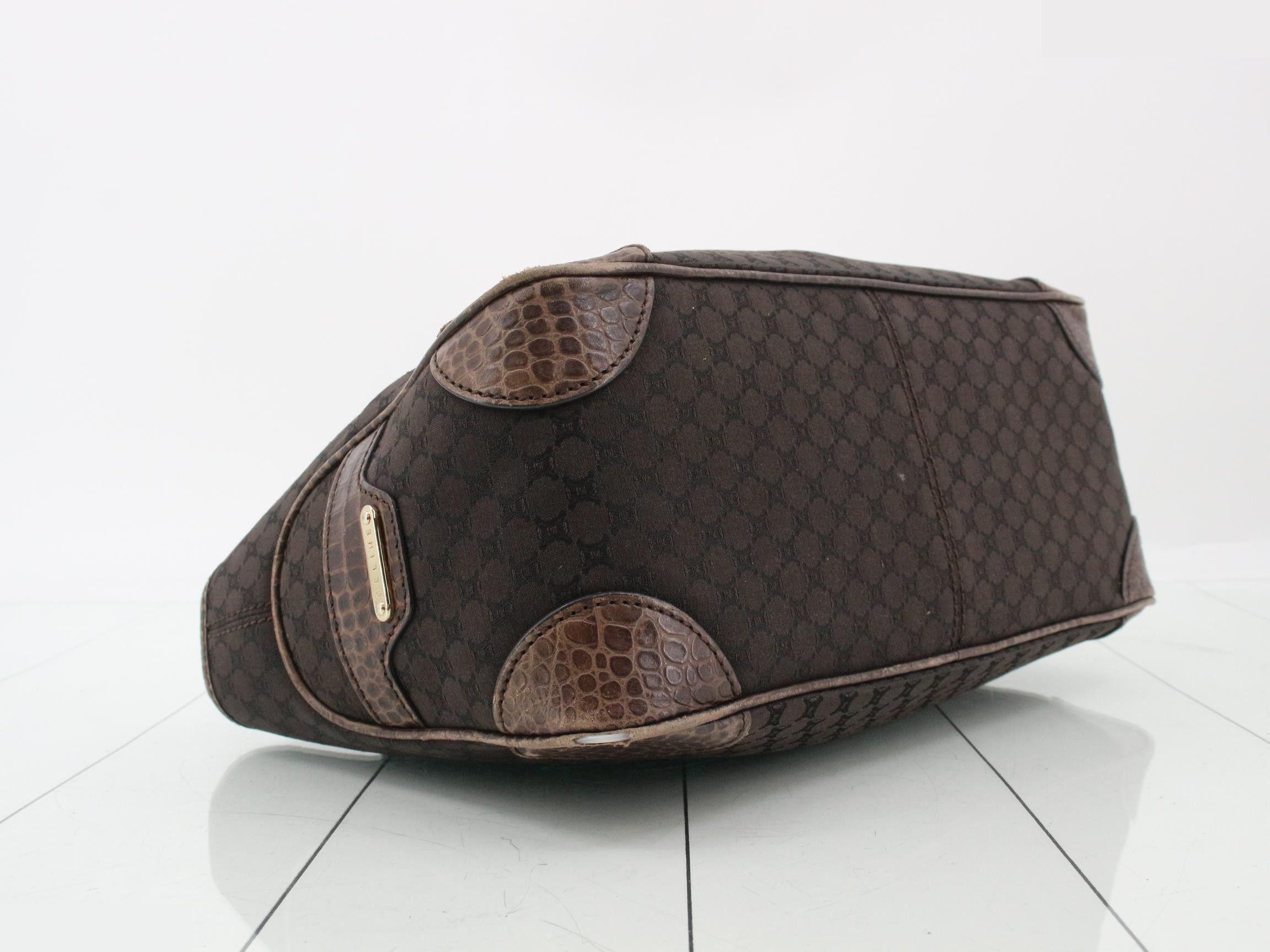 Boogie Bag Macadam Crocodile Embossed Handbag, Brown — view 5