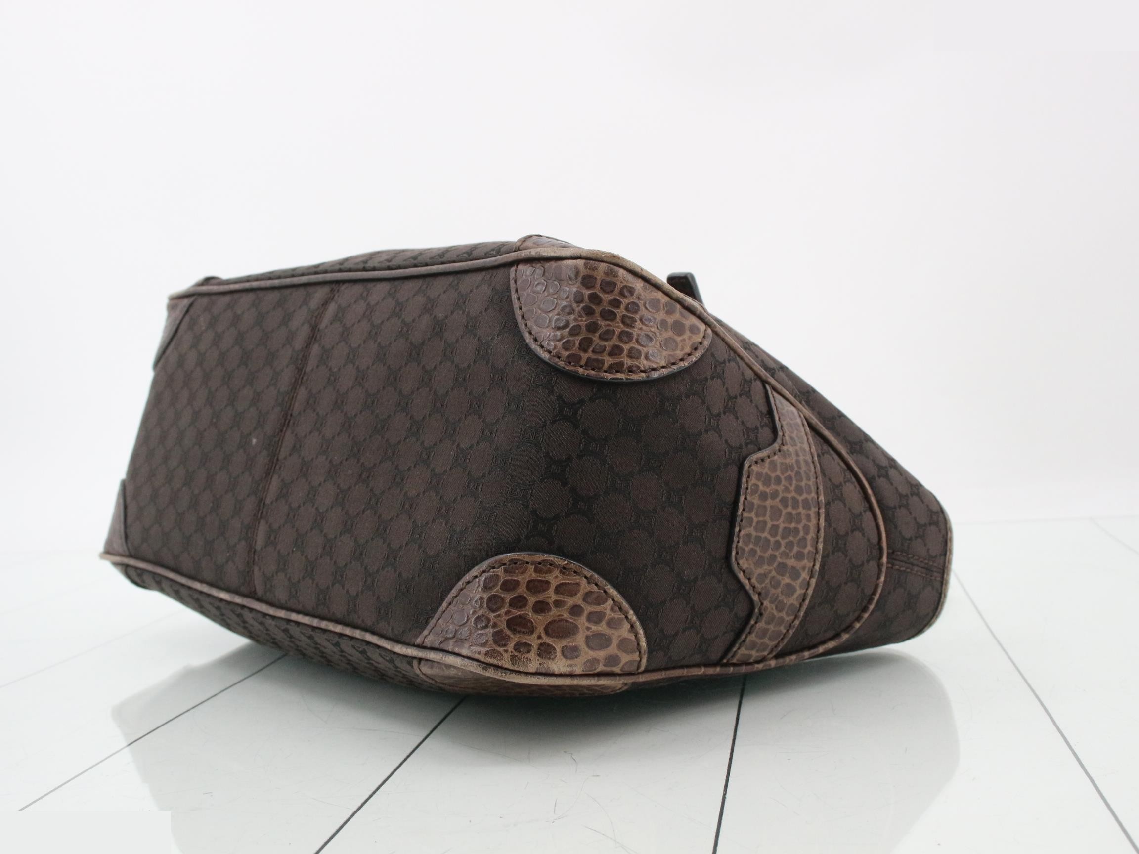 Boogie Bag Macadam Crocodile Embossed Handbag, Brown — view 6