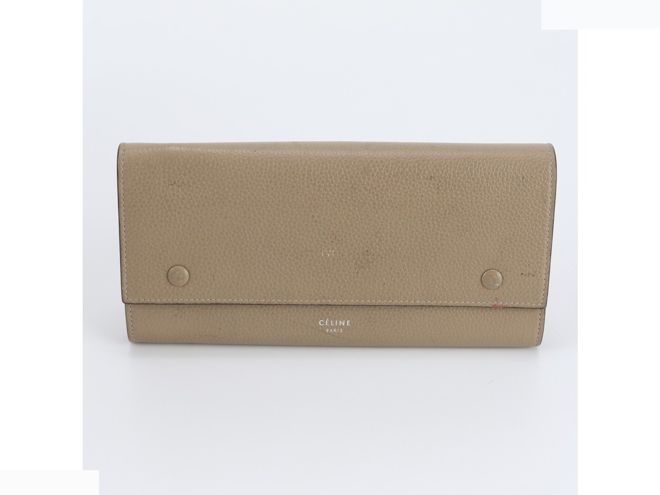Large flap leather long wallet, bi-fold wallet