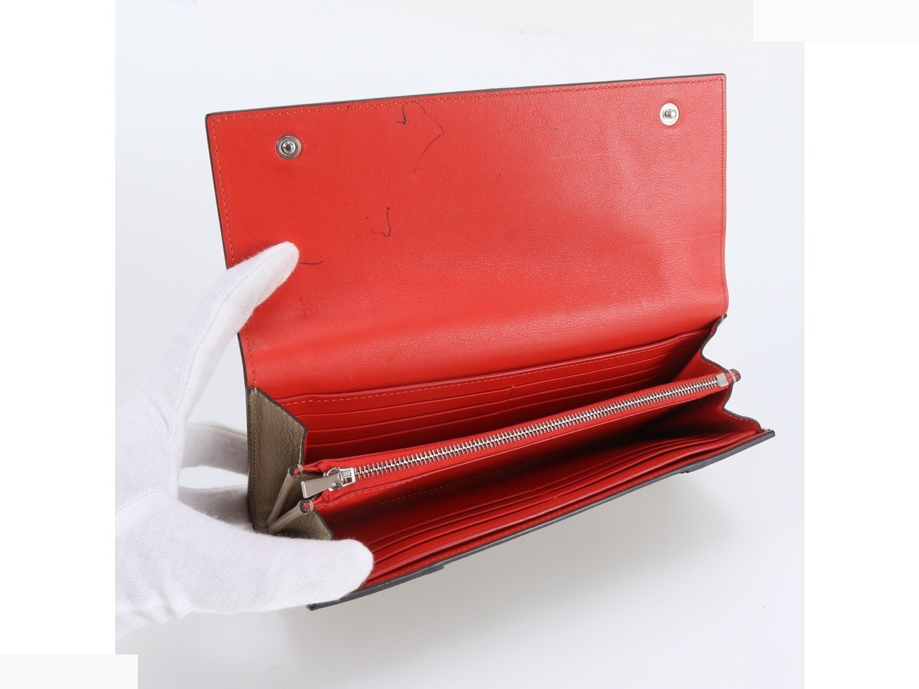 Large flap leather long wallet, bi-fold wallet — view 6
