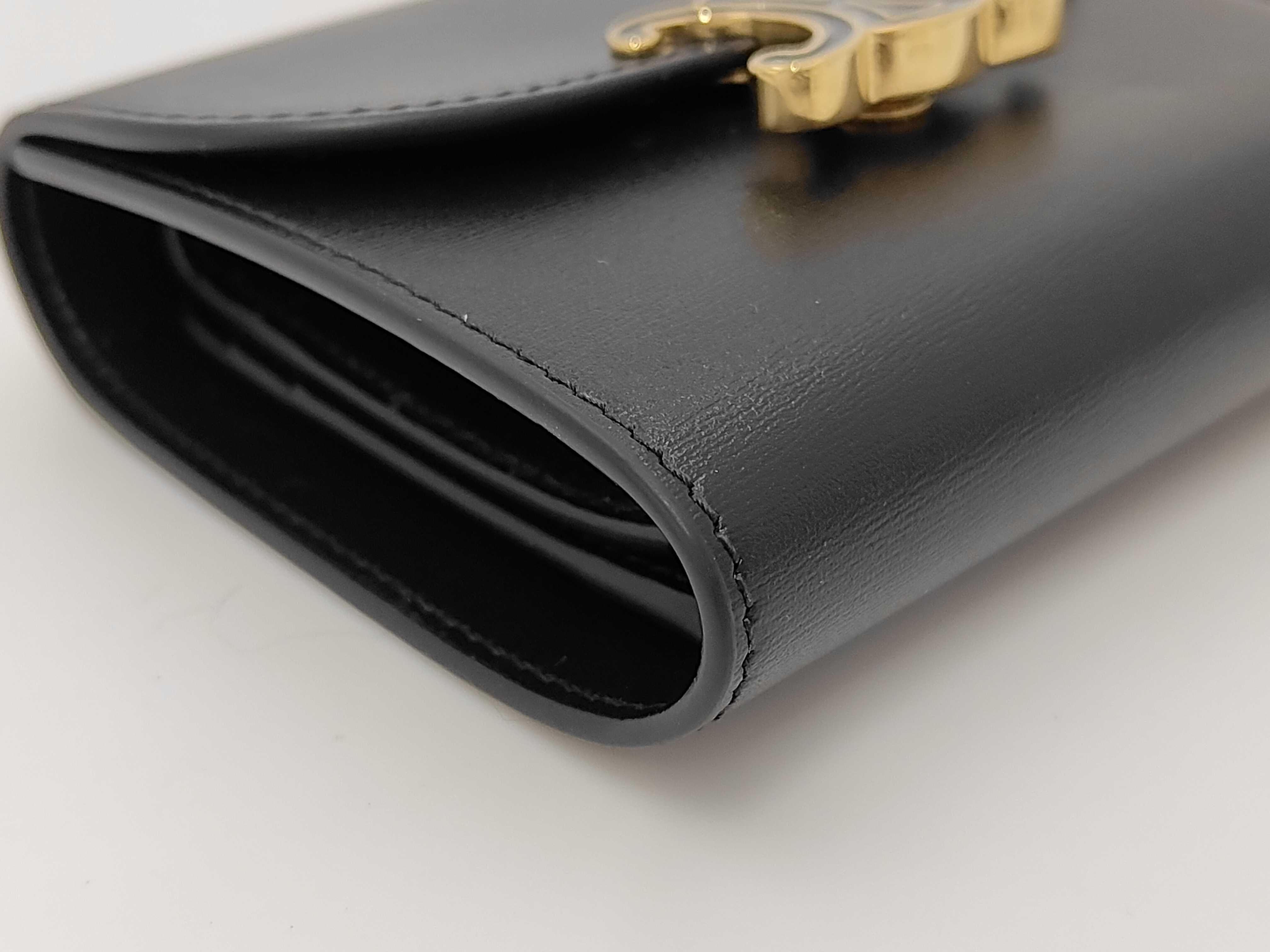 Triomphe Tri-fold Wallet, Leather, Black — view 4