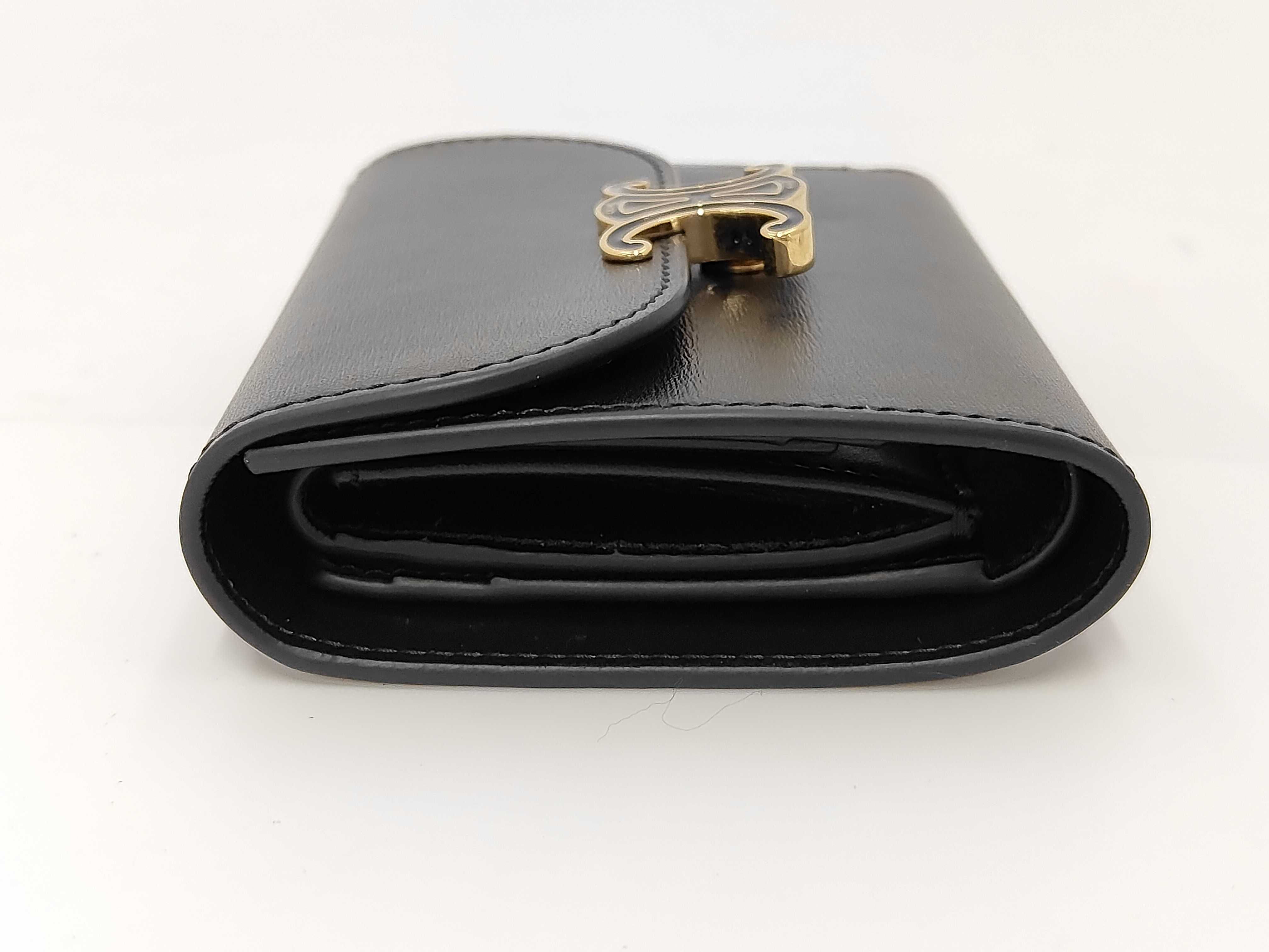 Triomphe Tri-fold Wallet, Leather, Black — view 5