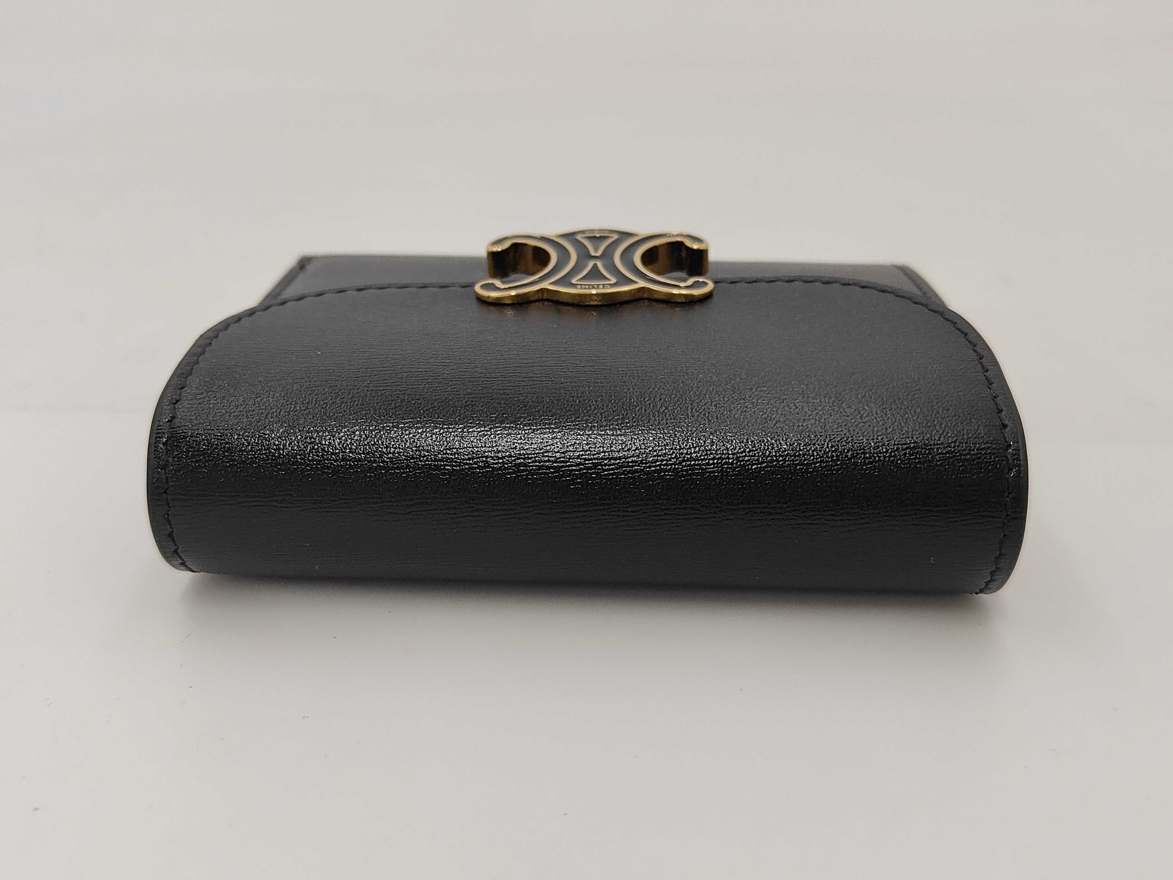 Triomphe Tri-fold Wallet, Leather, Black — view 6