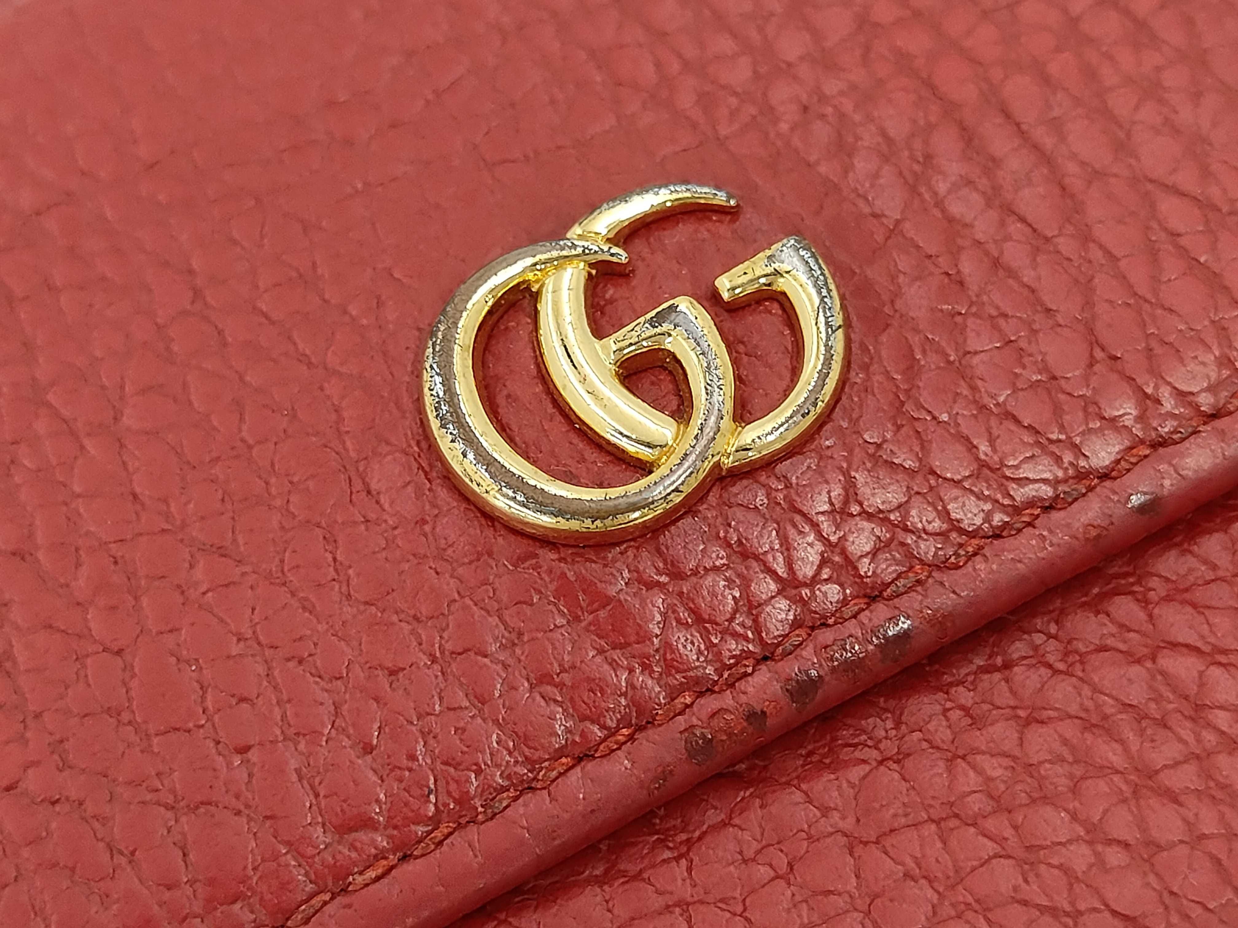 GG Marmont Leather Folding Wallet, Red — view 9