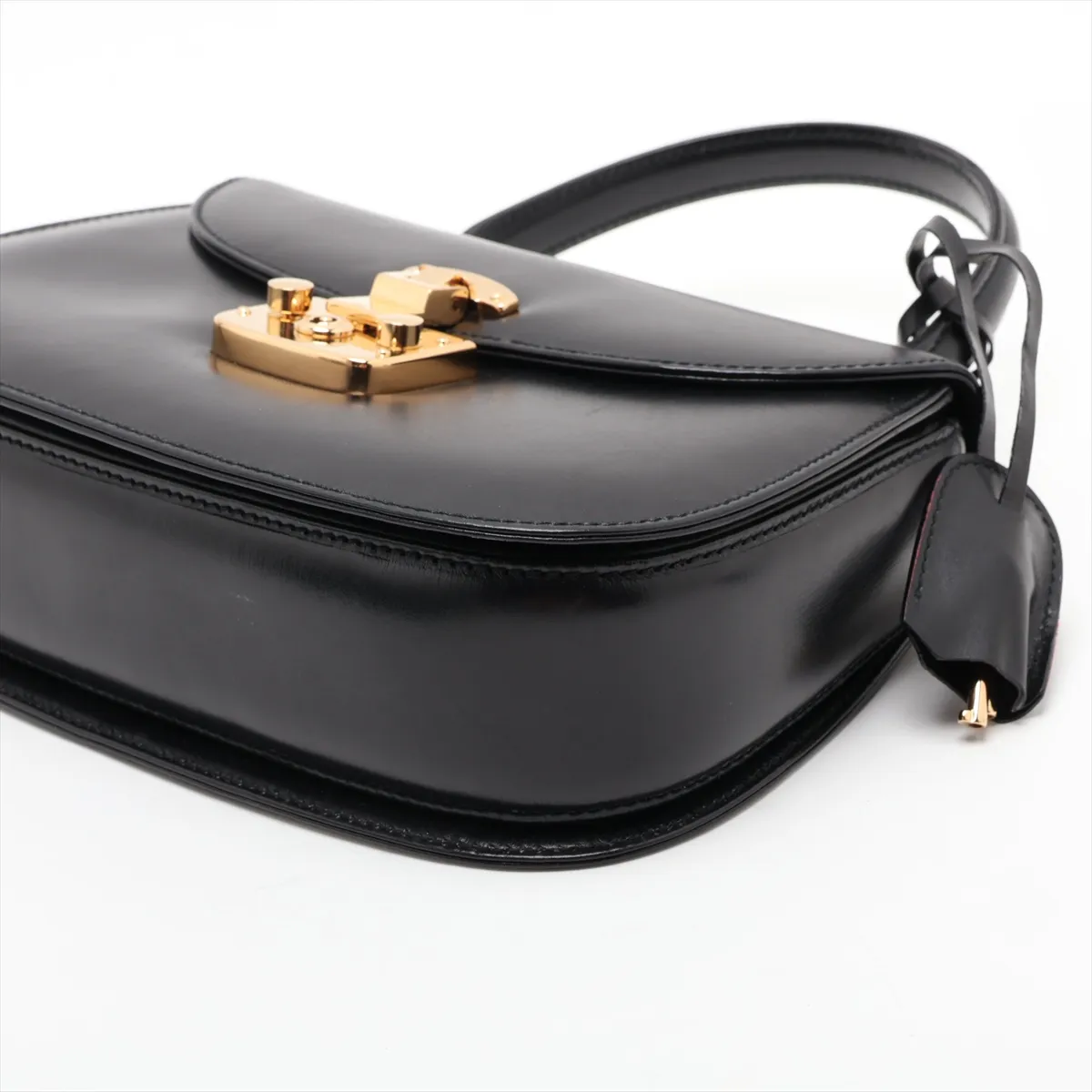 Leather 2-Way Handbag, Black — view 3
