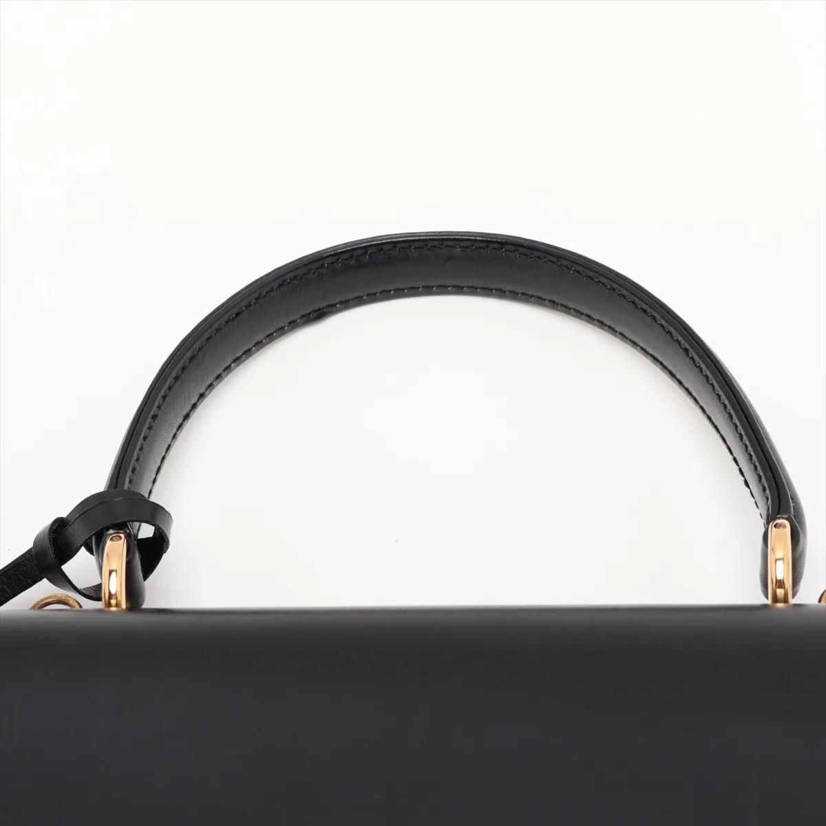 Leather 2-Way Handbag, Black — view 6