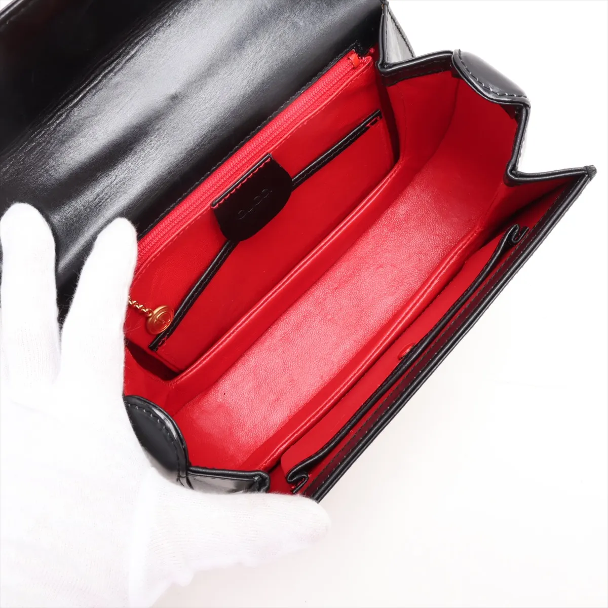 Leather 2-Way Handbag, Black — view 8