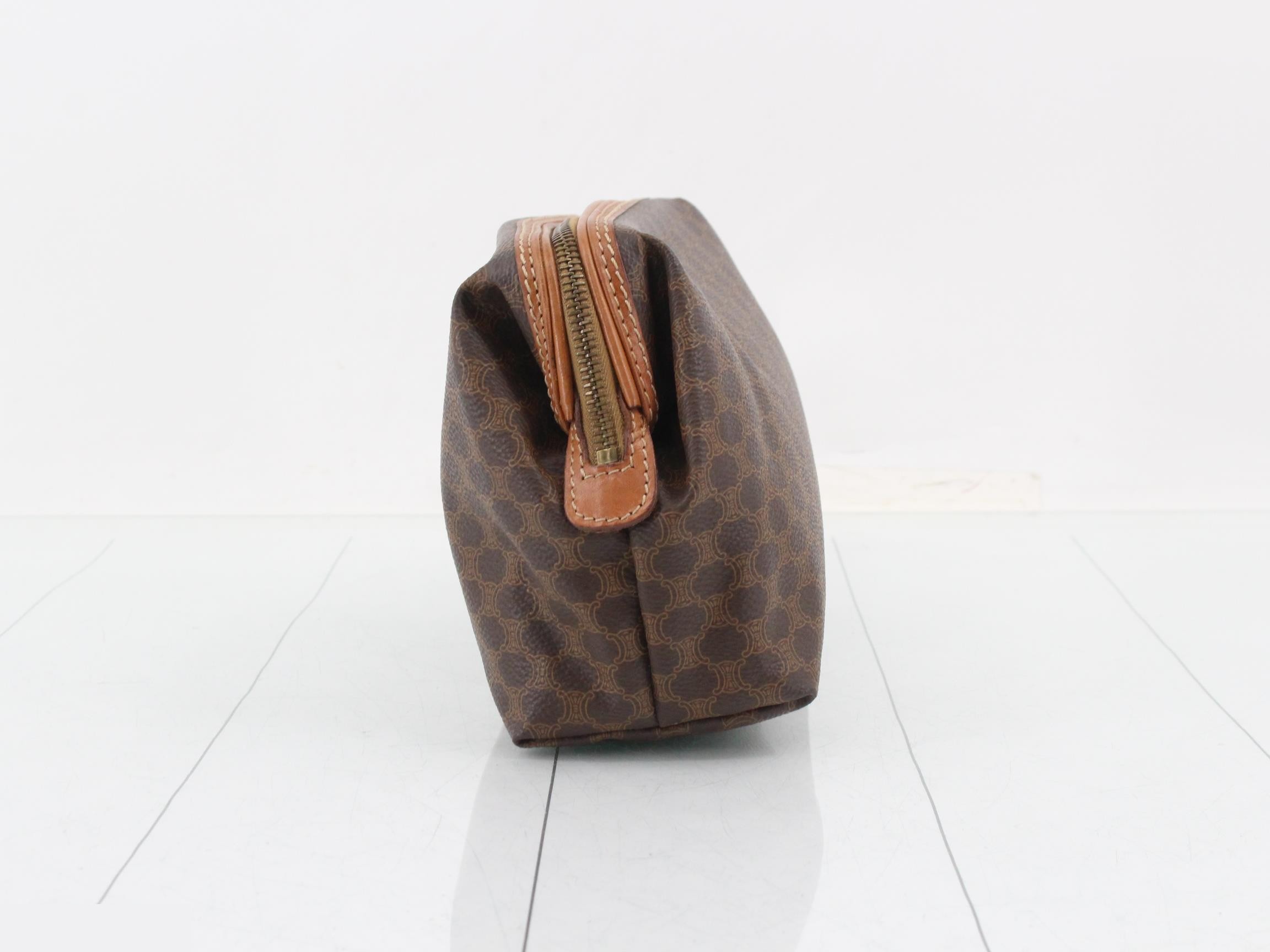 Macadam Clutch Bag, PVC/Leather, Brown — view 3