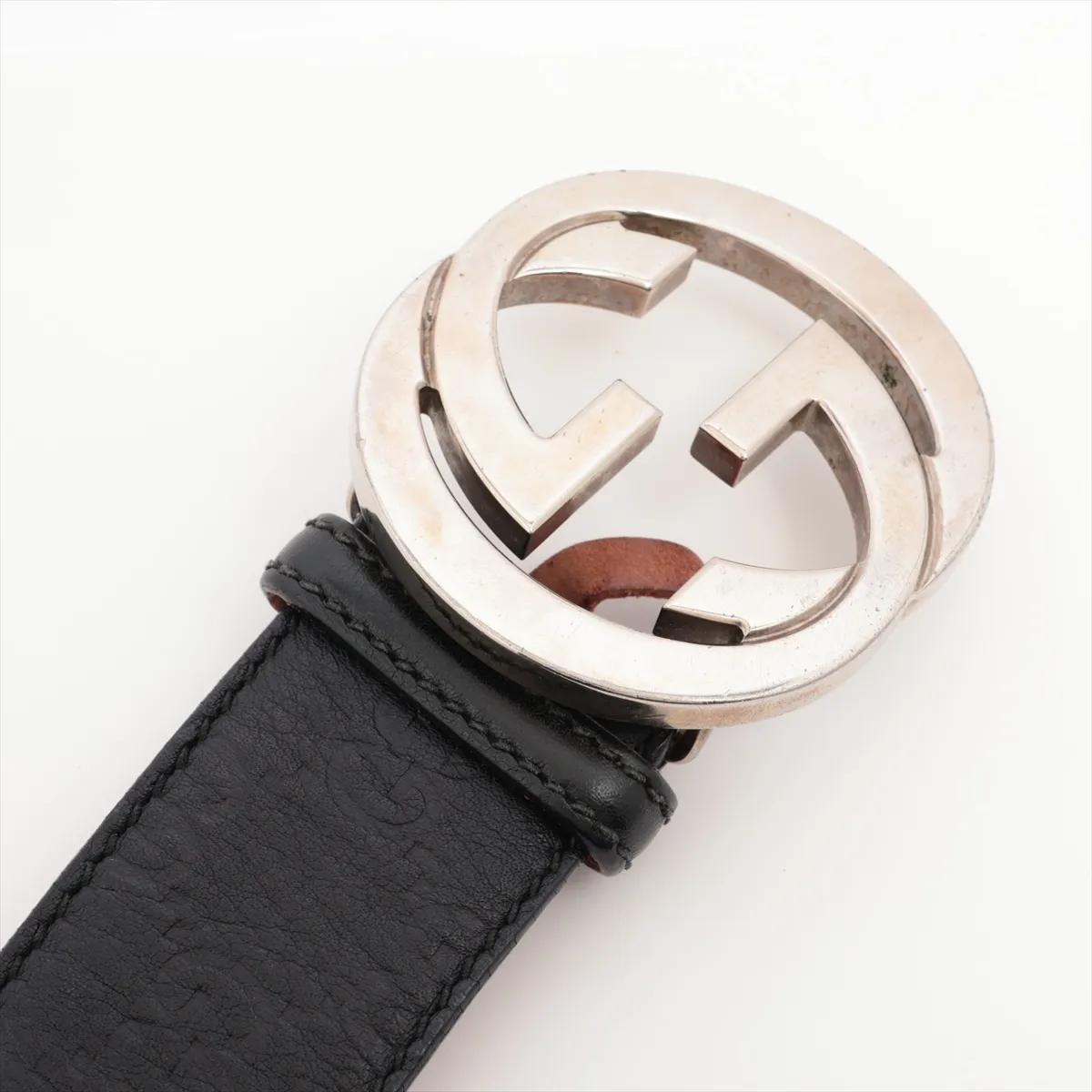 114984 Guccissima Belt 85 Leather Black - Shows signs of wear including dents, — view 2