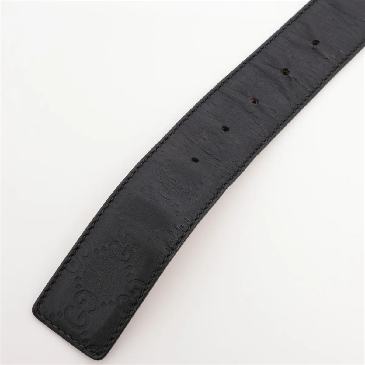 114984 Guccissima Belt 85 Leather Black - Shows signs of wear including dents, — view 3