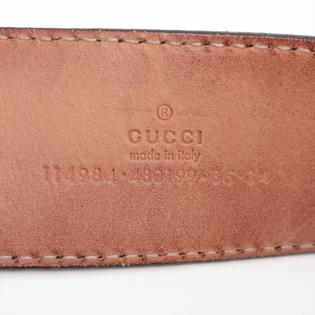114984 Guccissima Belt 85 Leather Black - Shows signs of wear including dents, — view 5
