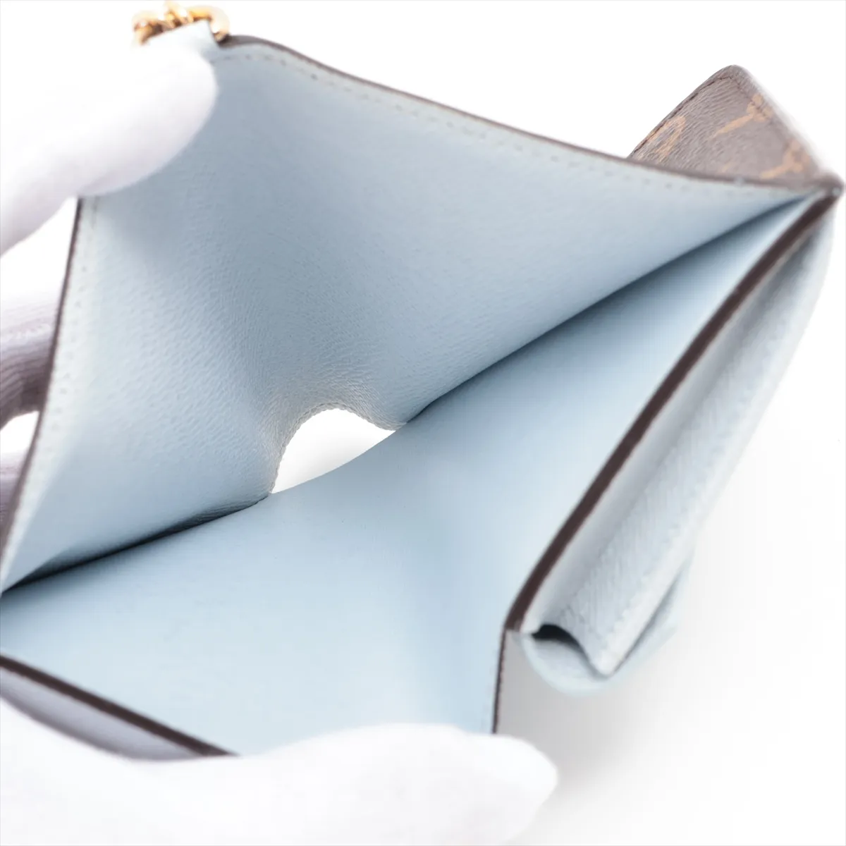 Monogram Pocket Wallet LV Charm M14613 Azure Blue Compact Wallet (RFID detected) — view 4