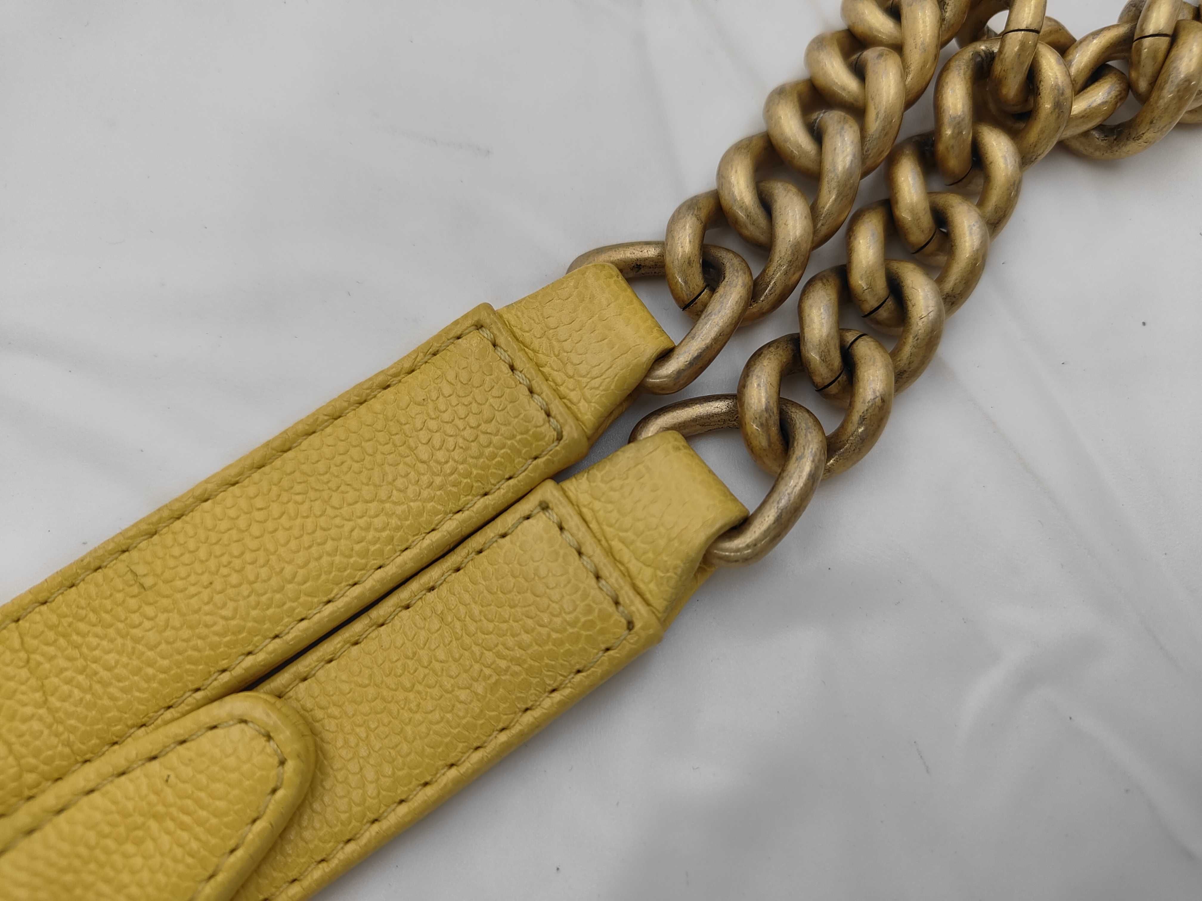 Boy Chanel 20 Caviar Yellow Chain Shoulder Bag — view 4