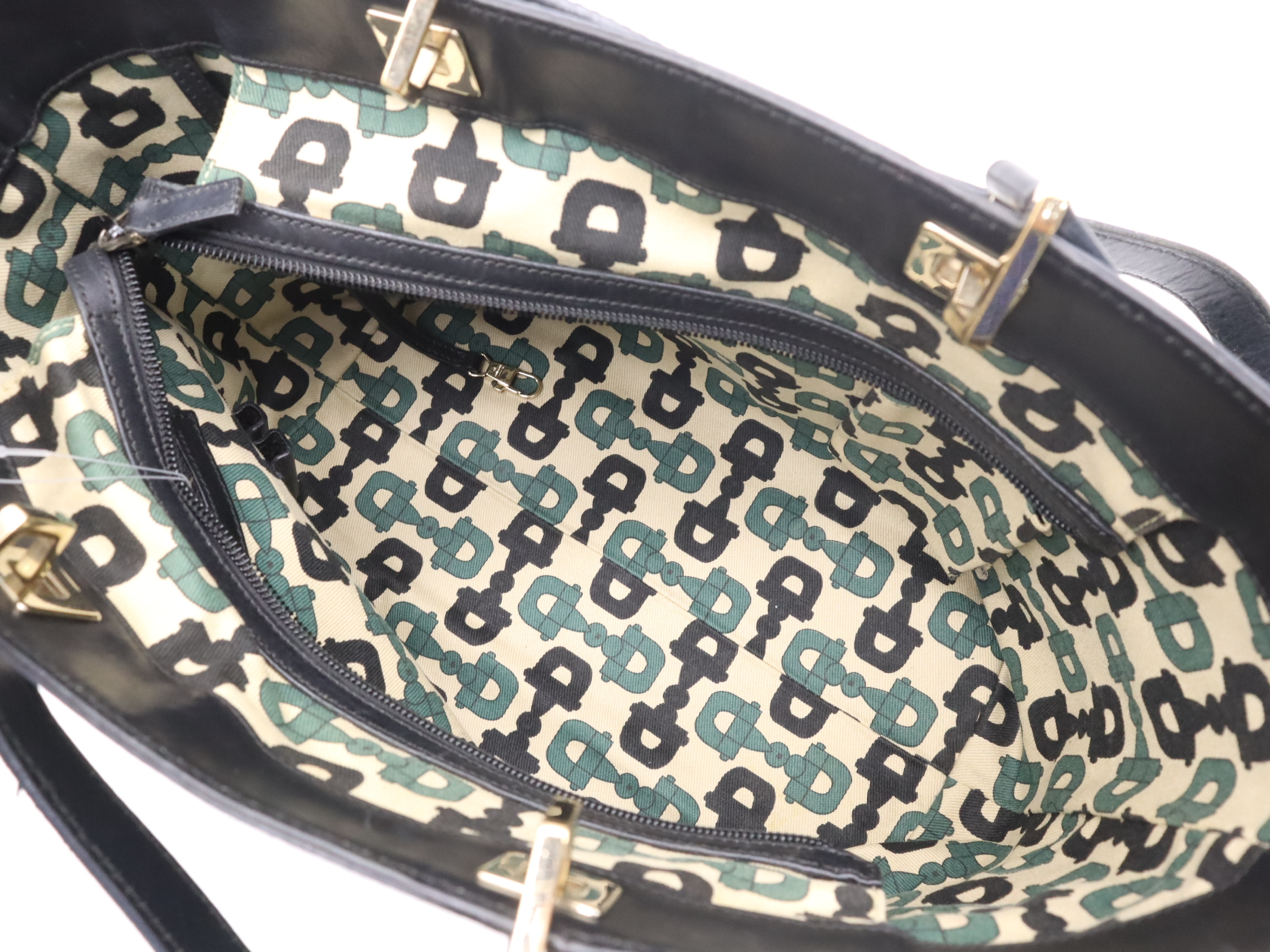 145993 Leather Guccissima Horsebit Tote Bag, Black with Gold Hardware, Includes Dust Bag. — view 12