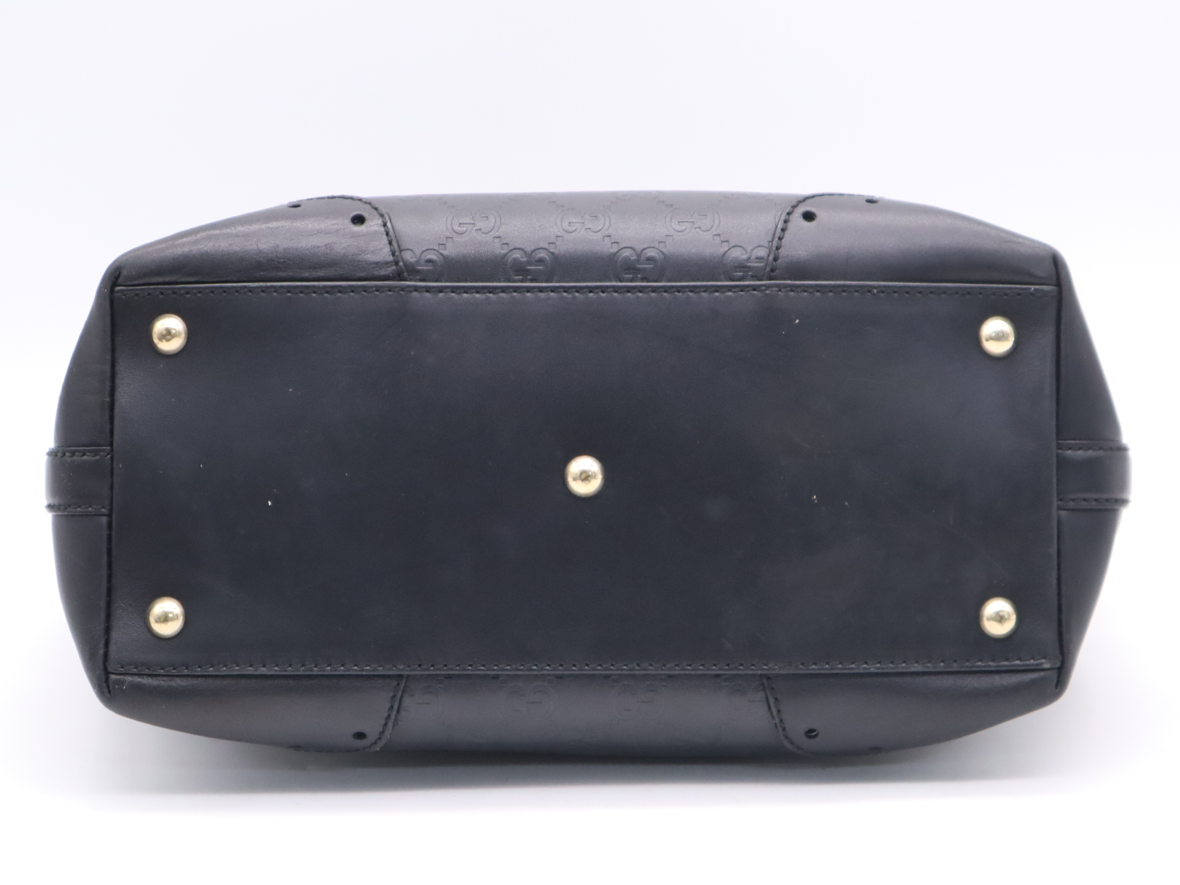 145993 Leather Guccissima Horsebit Tote Bag, Black with Gold Hardware, Includes Dust Bag. — view 4