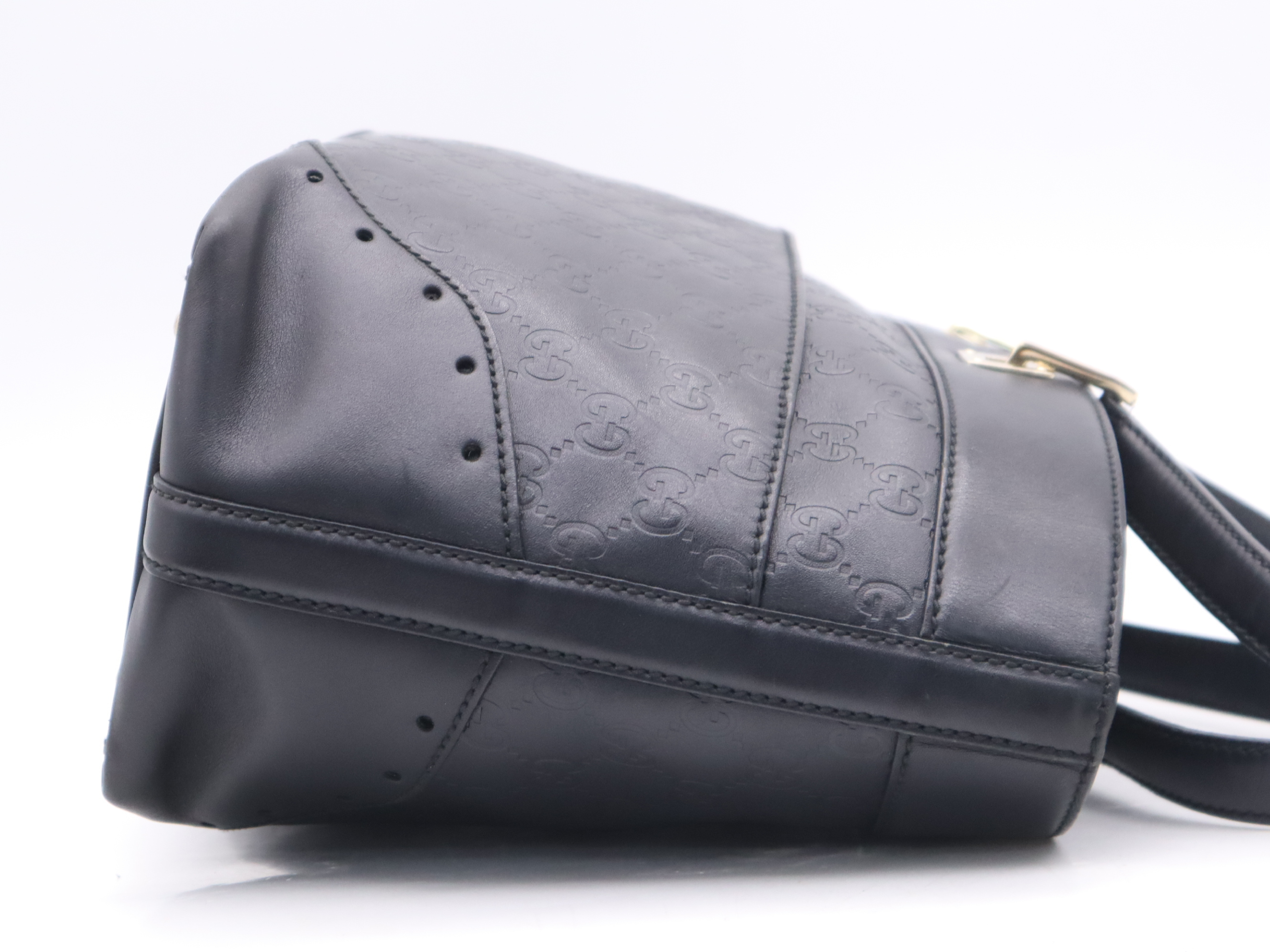 145993 Leather Guccissima Horsebit Tote Bag, Black with Gold Hardware, Includes Dust Bag. — view 5