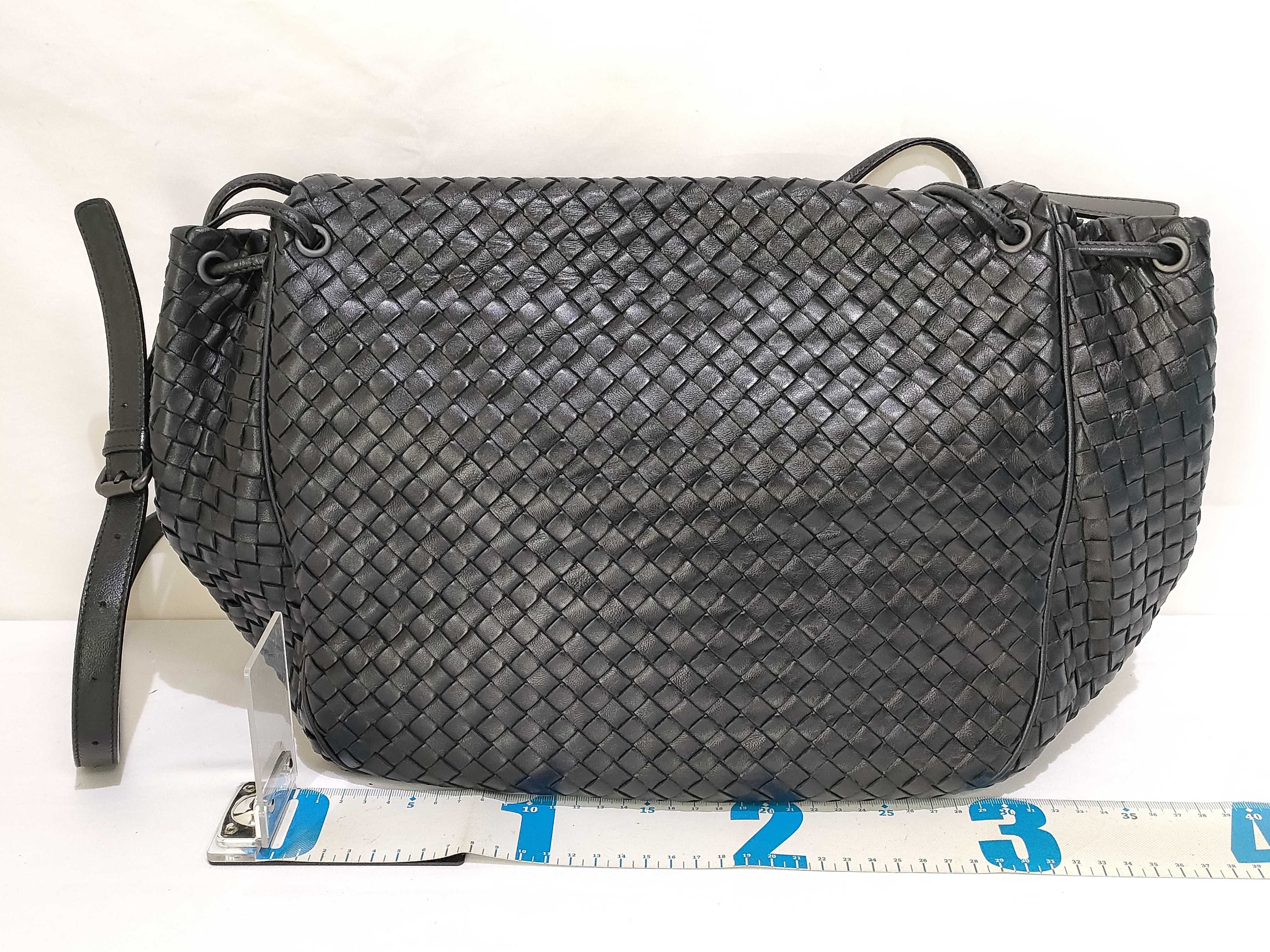 PH- Nappa Intrecciato Messenger Bag Black Leather Shoulder Bag — view 2