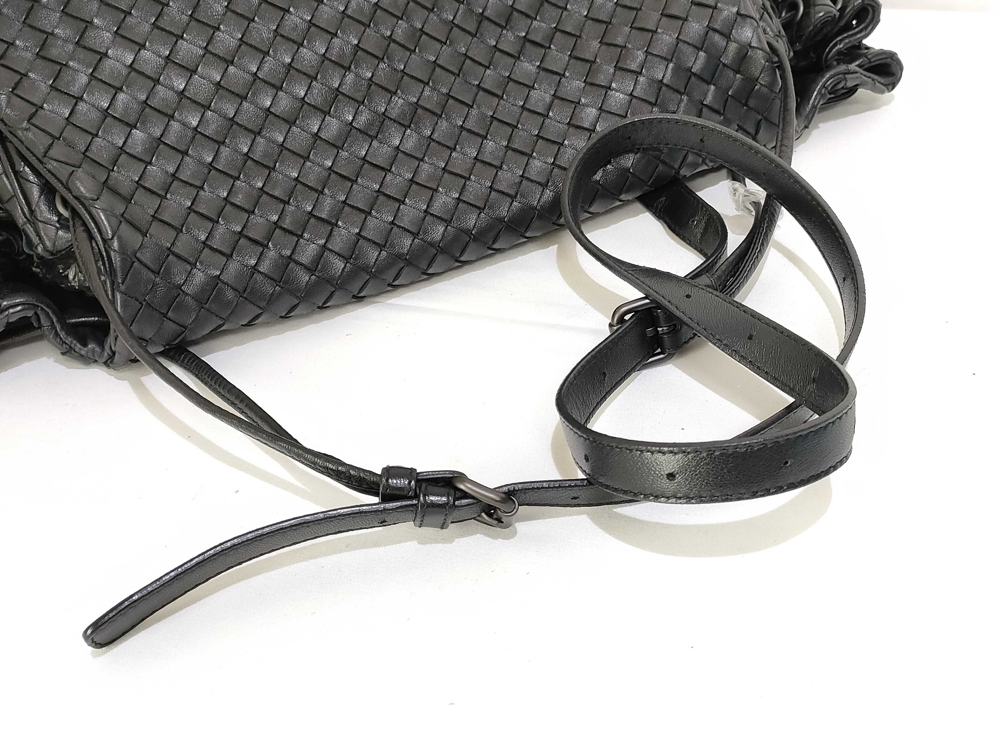 PH- Nappa Intrecciato Messenger Bag Black Leather Shoulder Bag — view 3