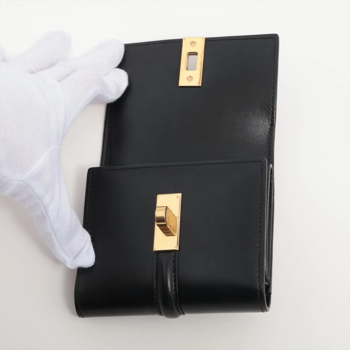16th Anniversary Small Leather Compact Wallet, Black — view 3