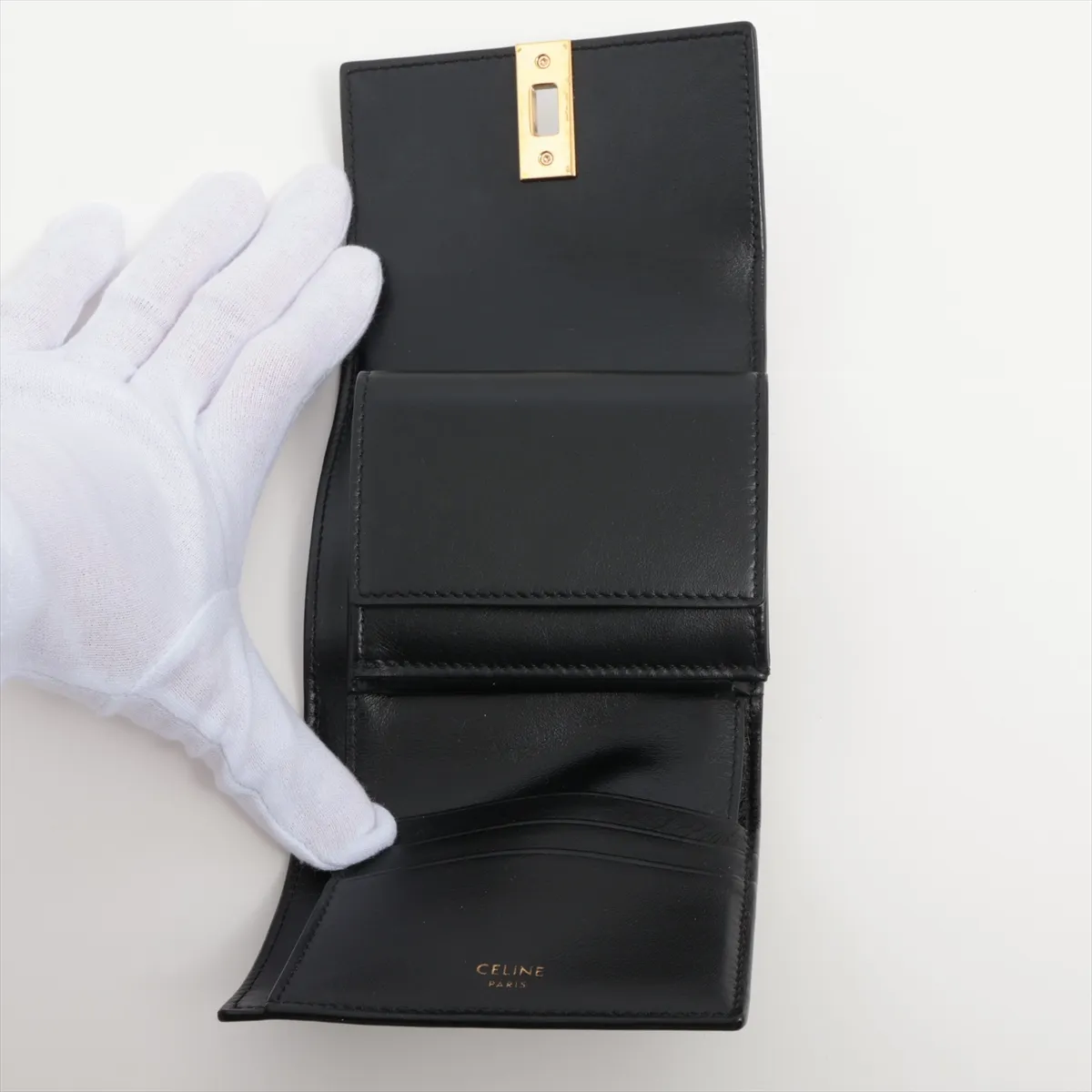 16th Anniversary Small Leather Compact Wallet, Black — view 4