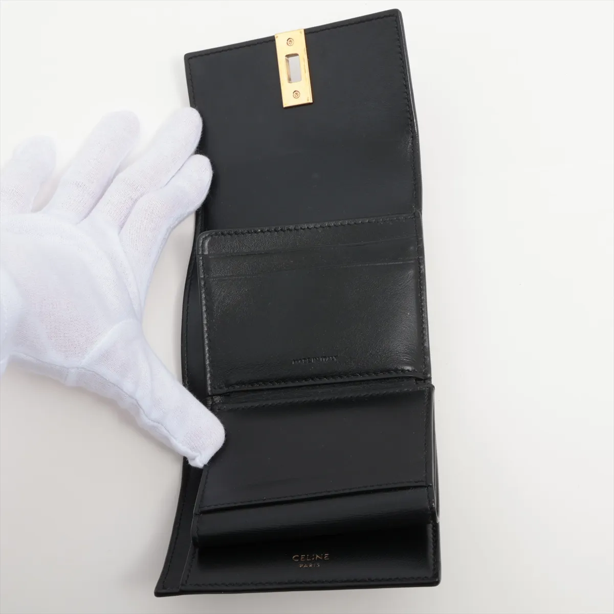 16th Anniversary Small Leather Compact Wallet, Black — view 5