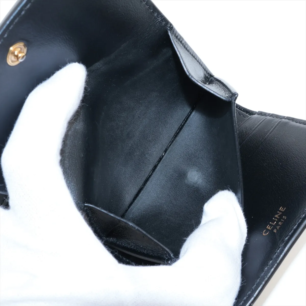 16th Anniversary Small Leather Compact Wallet, Black — view 7