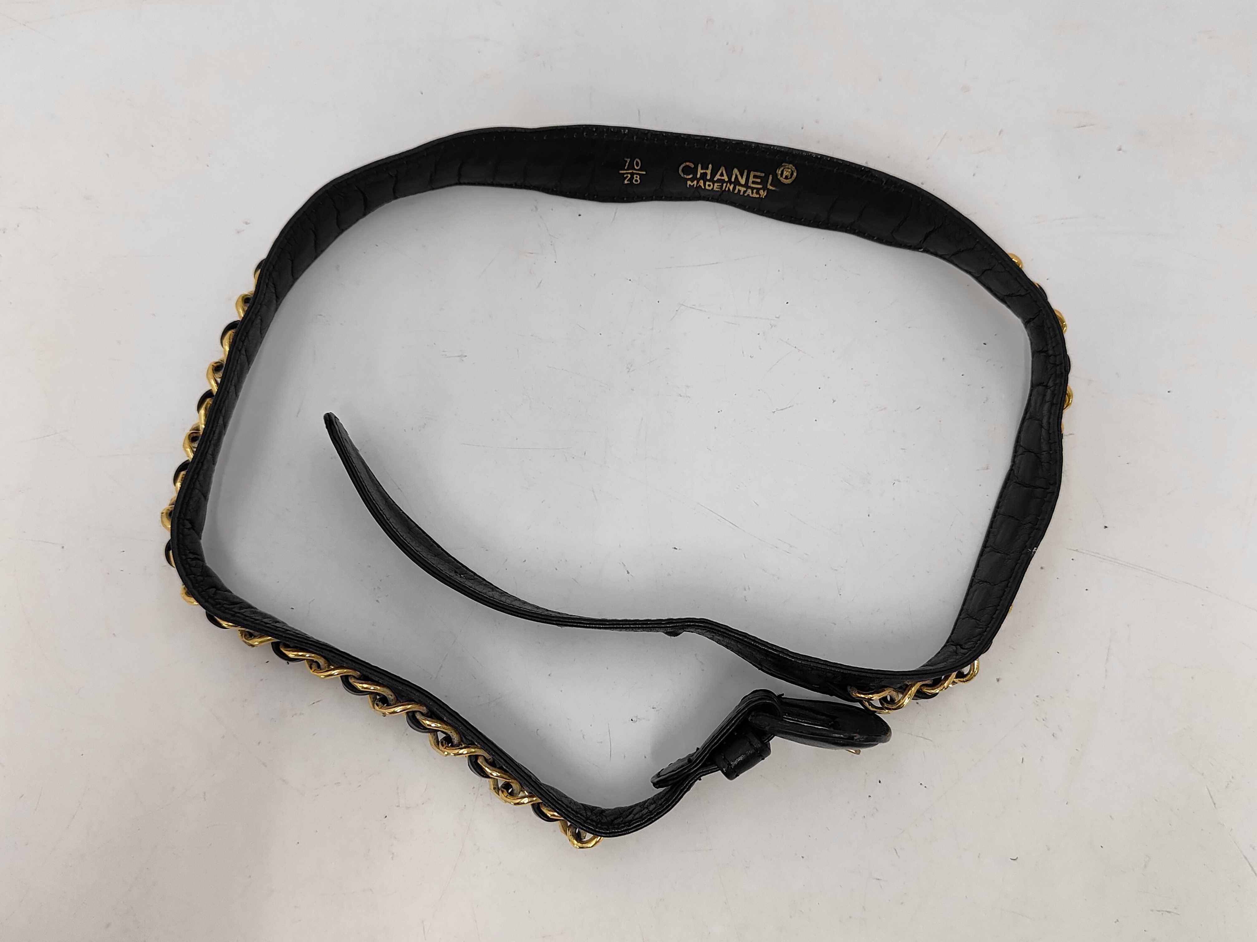 Chain Leather Belt (Black x Gold) — view 2