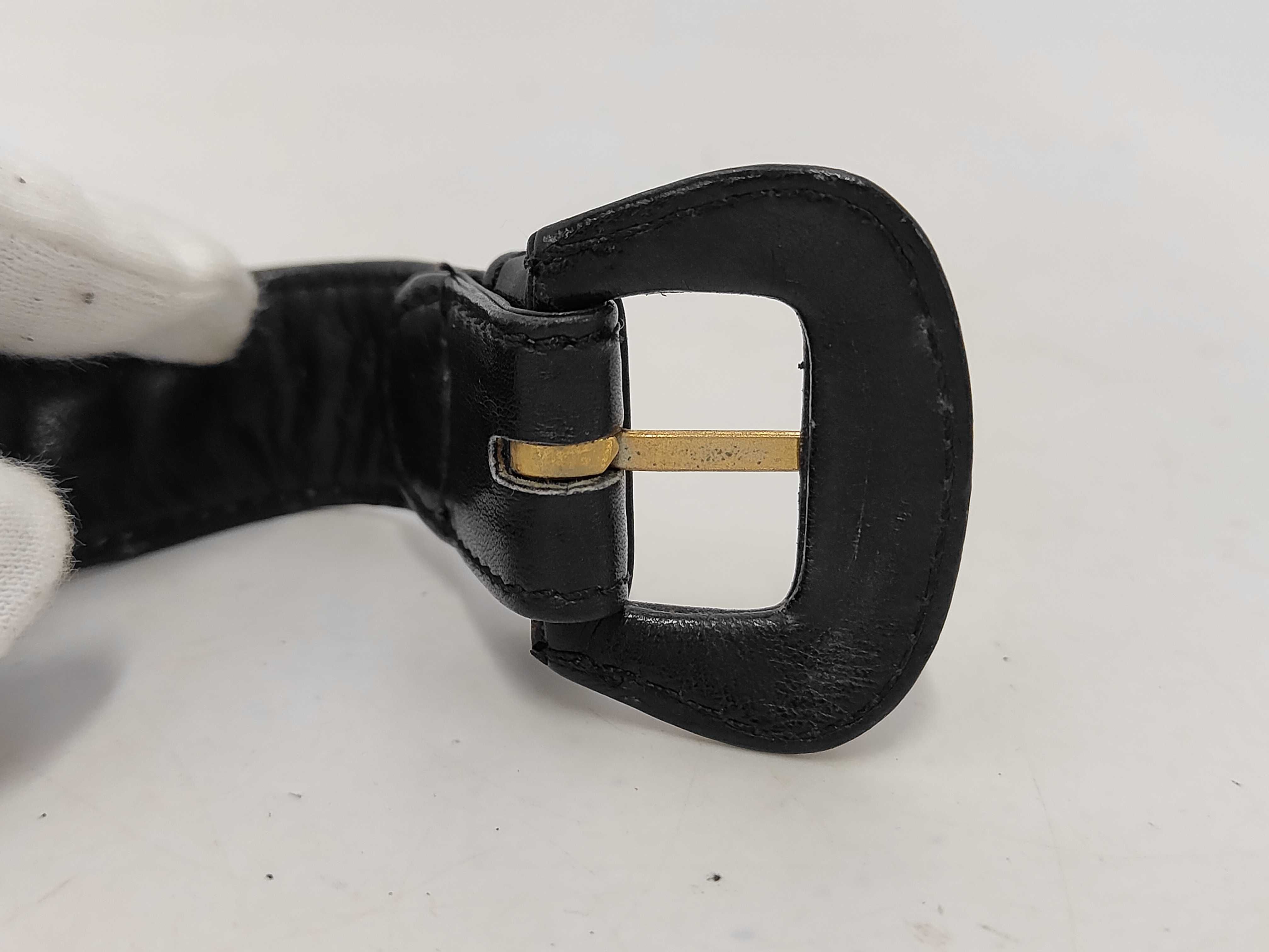 Chain Leather Belt (Black x Gold) — view 4