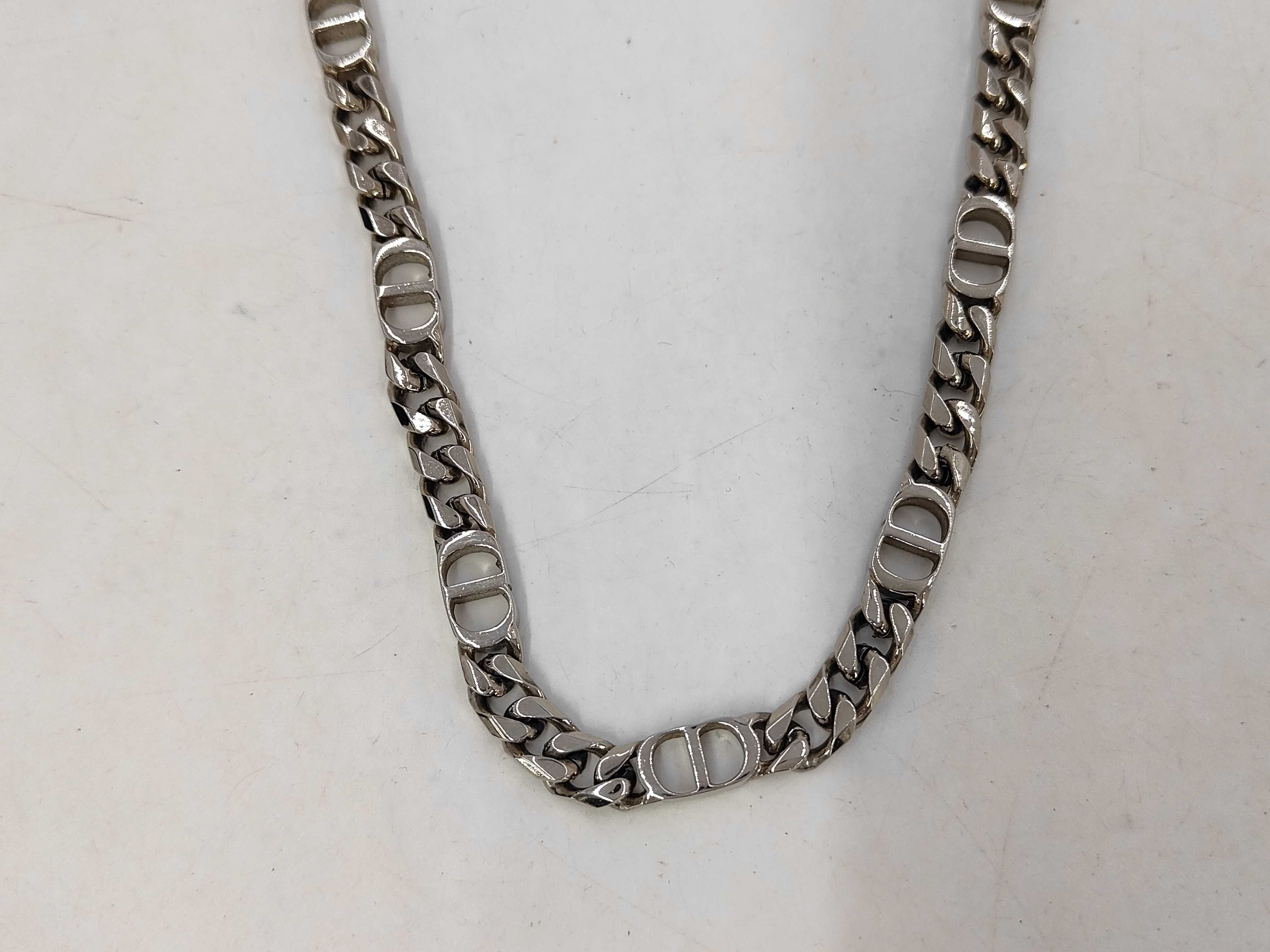 CD Logo Chain Necklace, Silver Necklace
