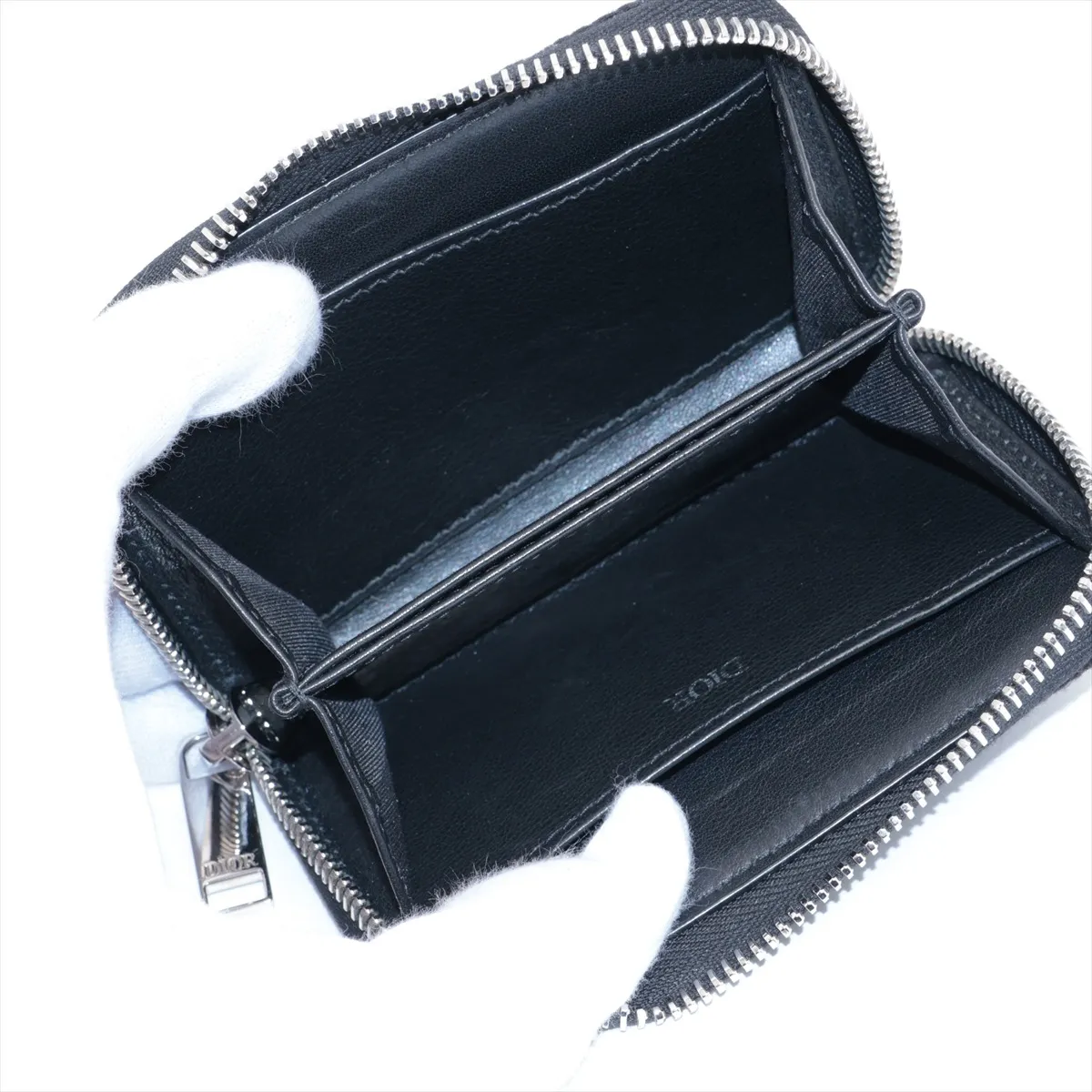 Oblique Canvas x Leather Coin Case Black — view 3