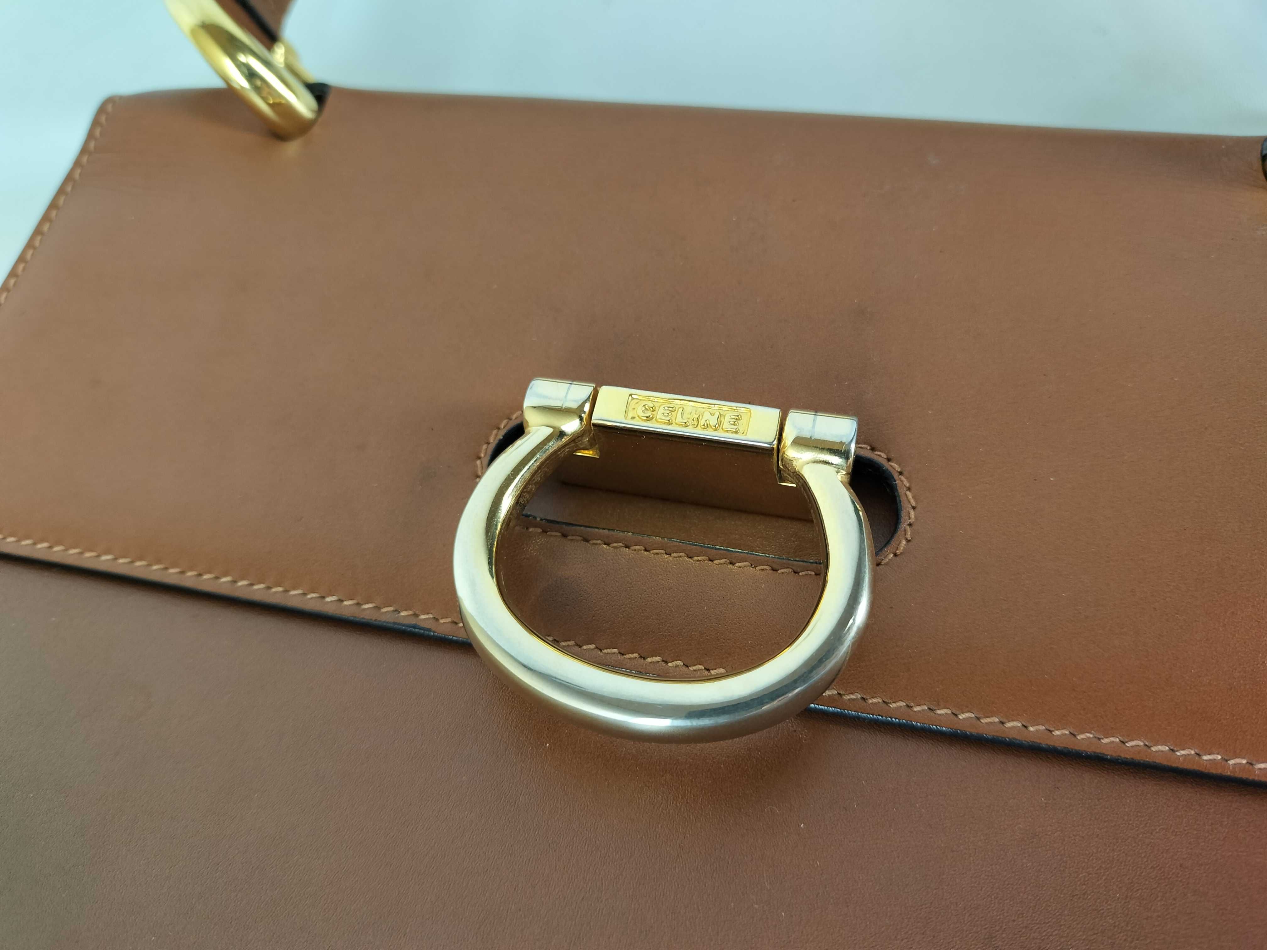 Double Flap Gancini Hardware Vintage Leather Handbag — view 8