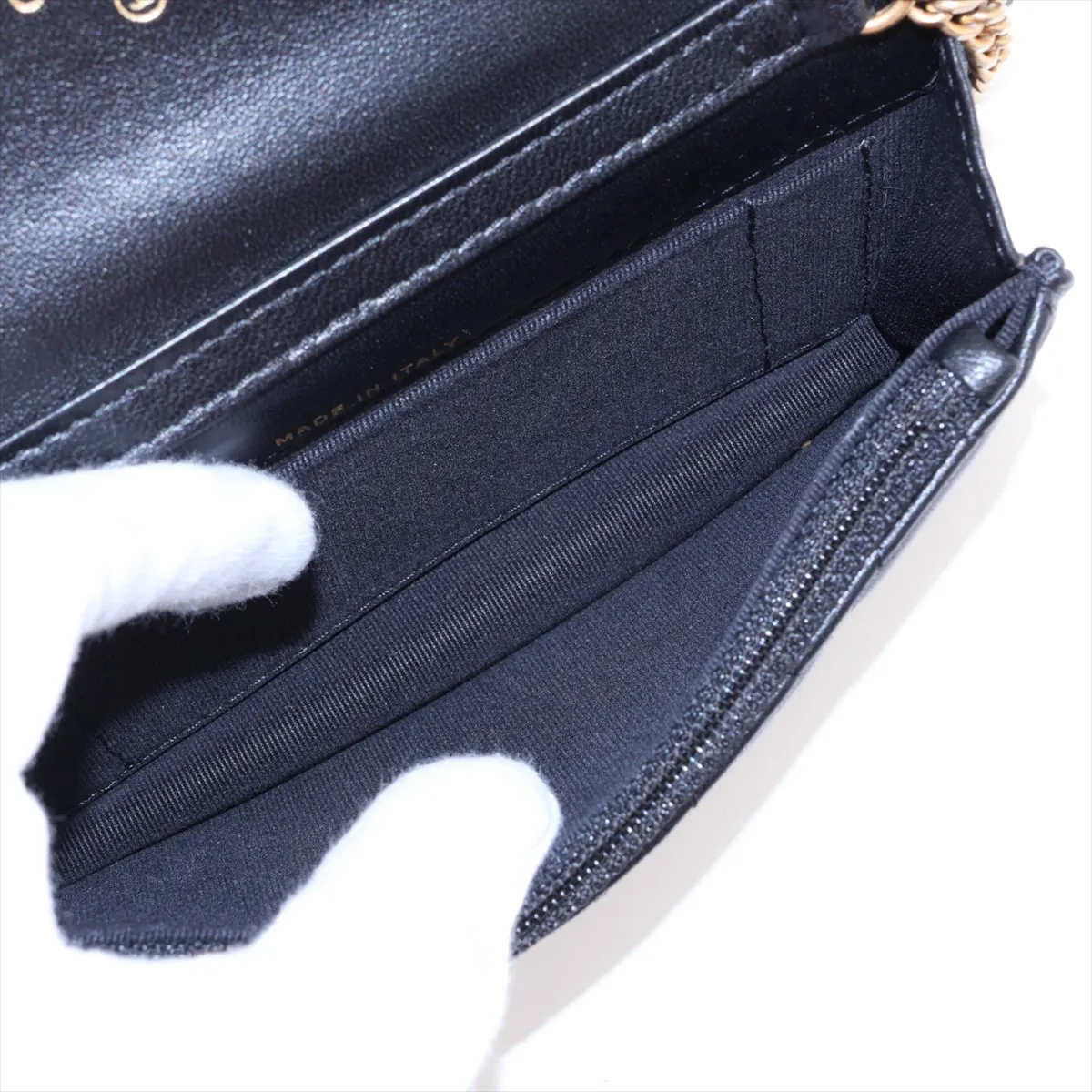 Matelassé Lambskin Chain Shoulder Bag, Black with Gold Hardware, UU066A94, Random Serial Number — view 6