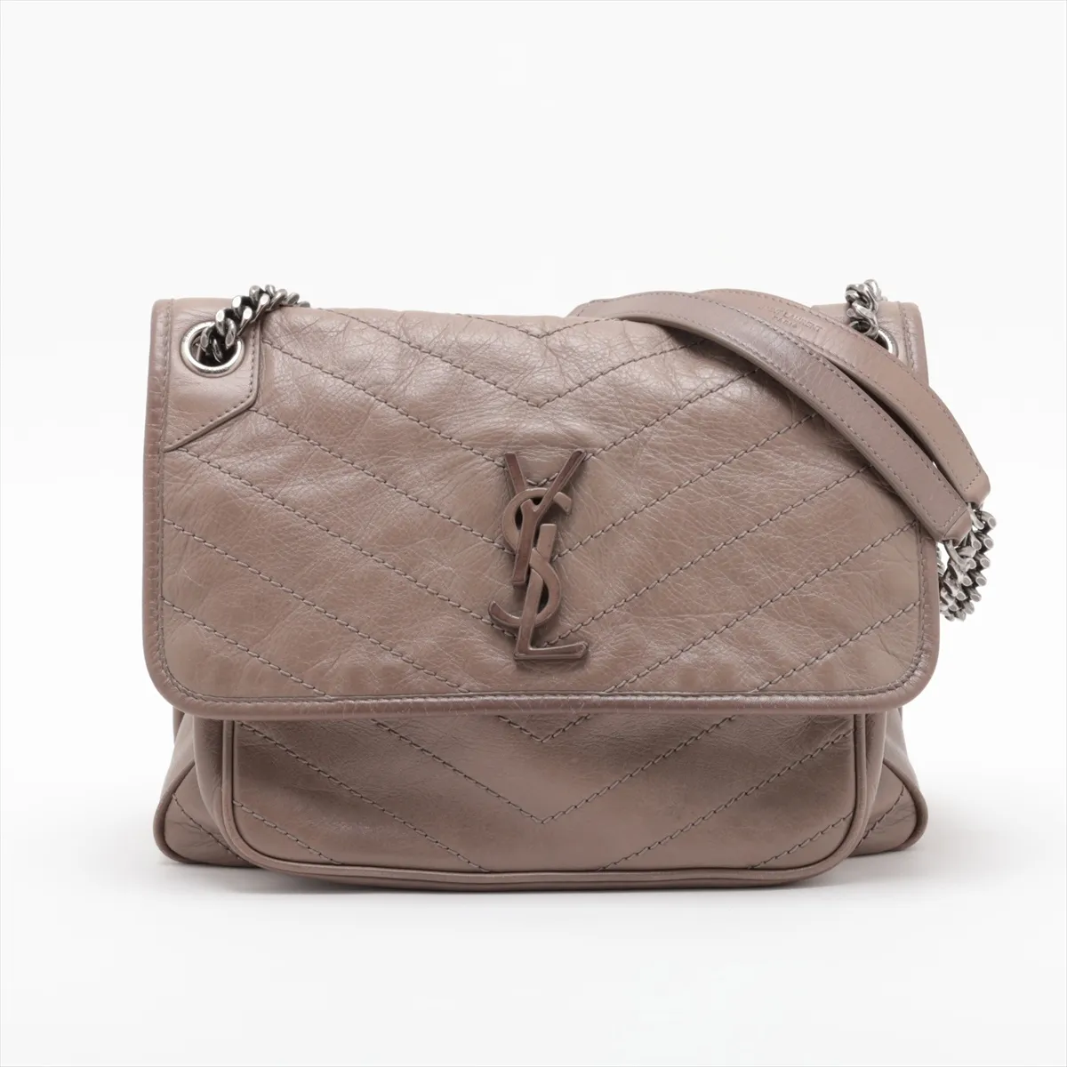 Niki 633158 Leather Chain Shoulder Bag, Beige
