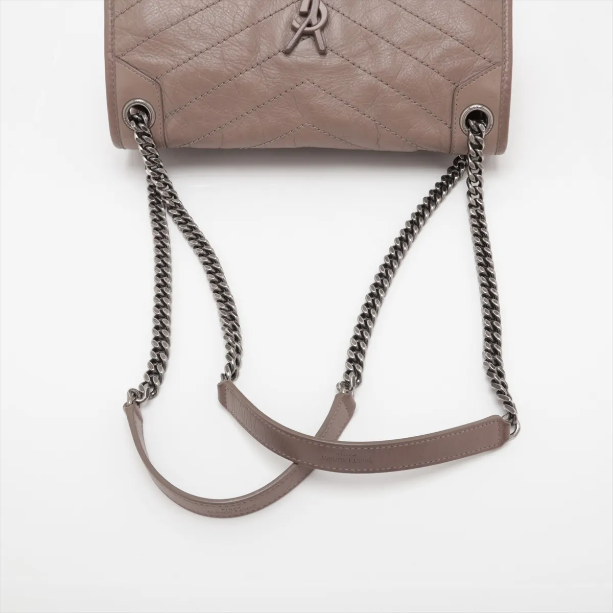 Niki 633158 Leather Chain Shoulder Bag, Beige — view 5