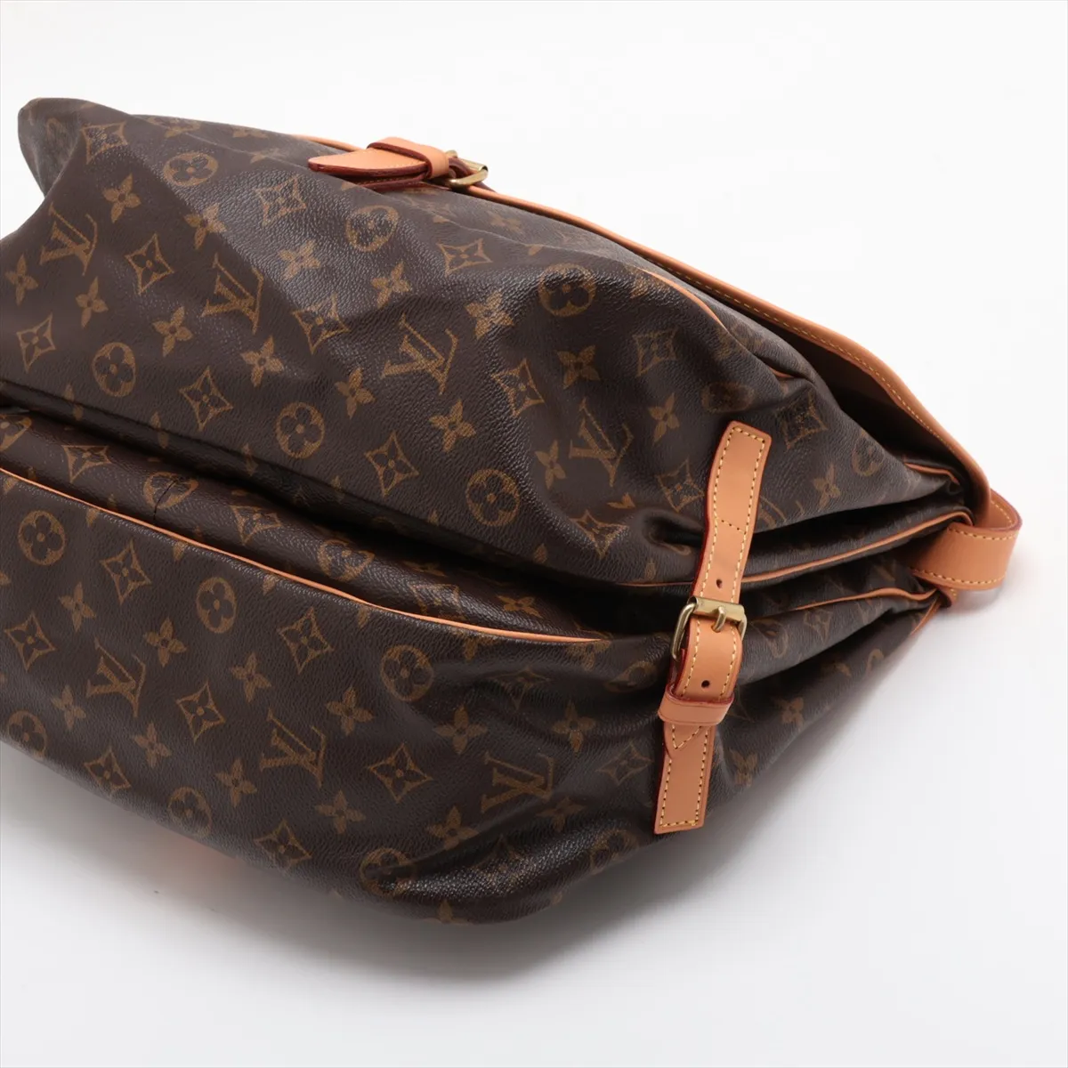 Monogram Saumur 35 M42254 AR0963 Brown, natural leather, various parts repaired by aftermarket parts. — view 3