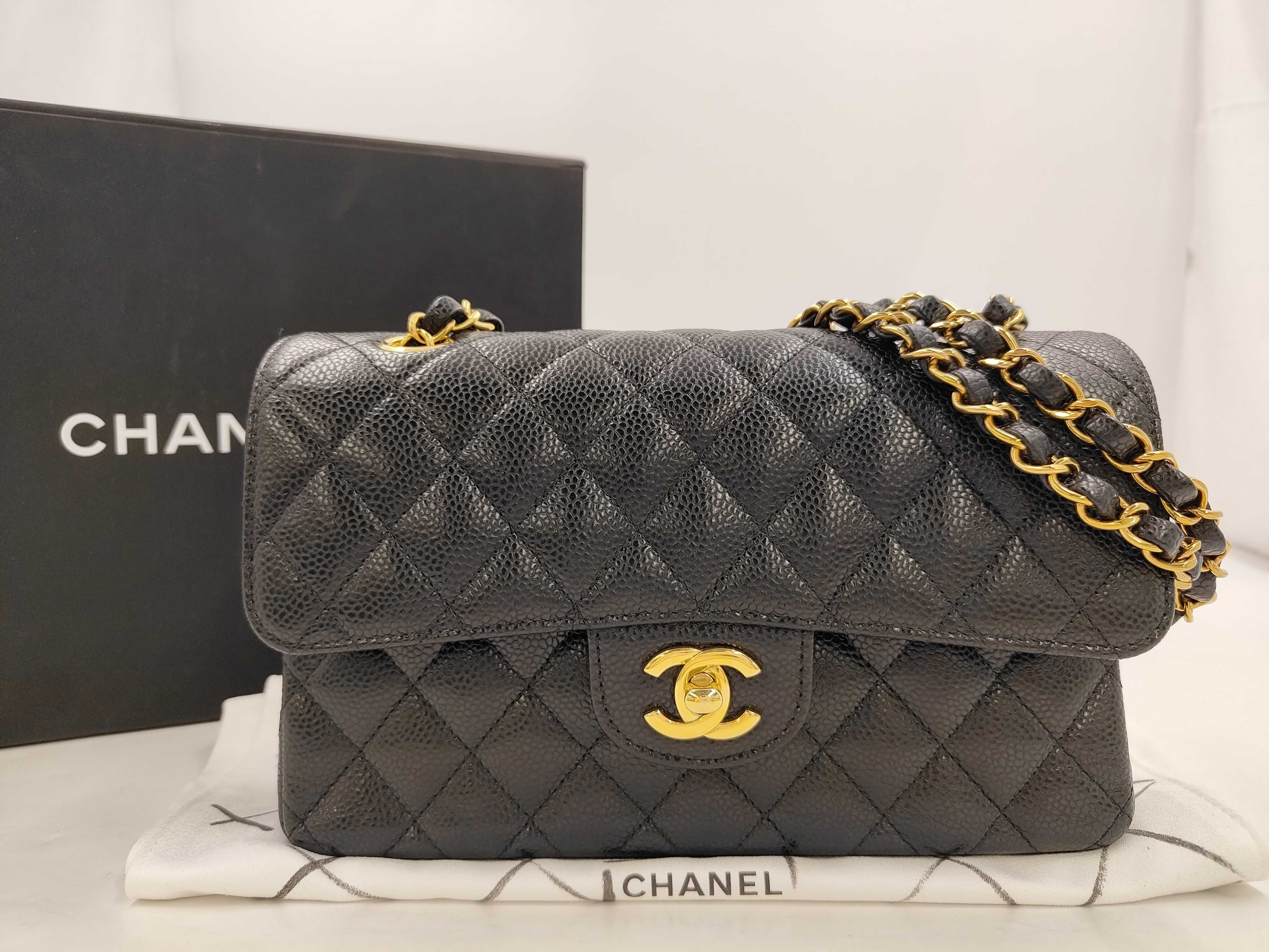 Matelassé 23 Caviar Skin Double Flap Shoulder Bag with Black IC Plate and Gold Hardware