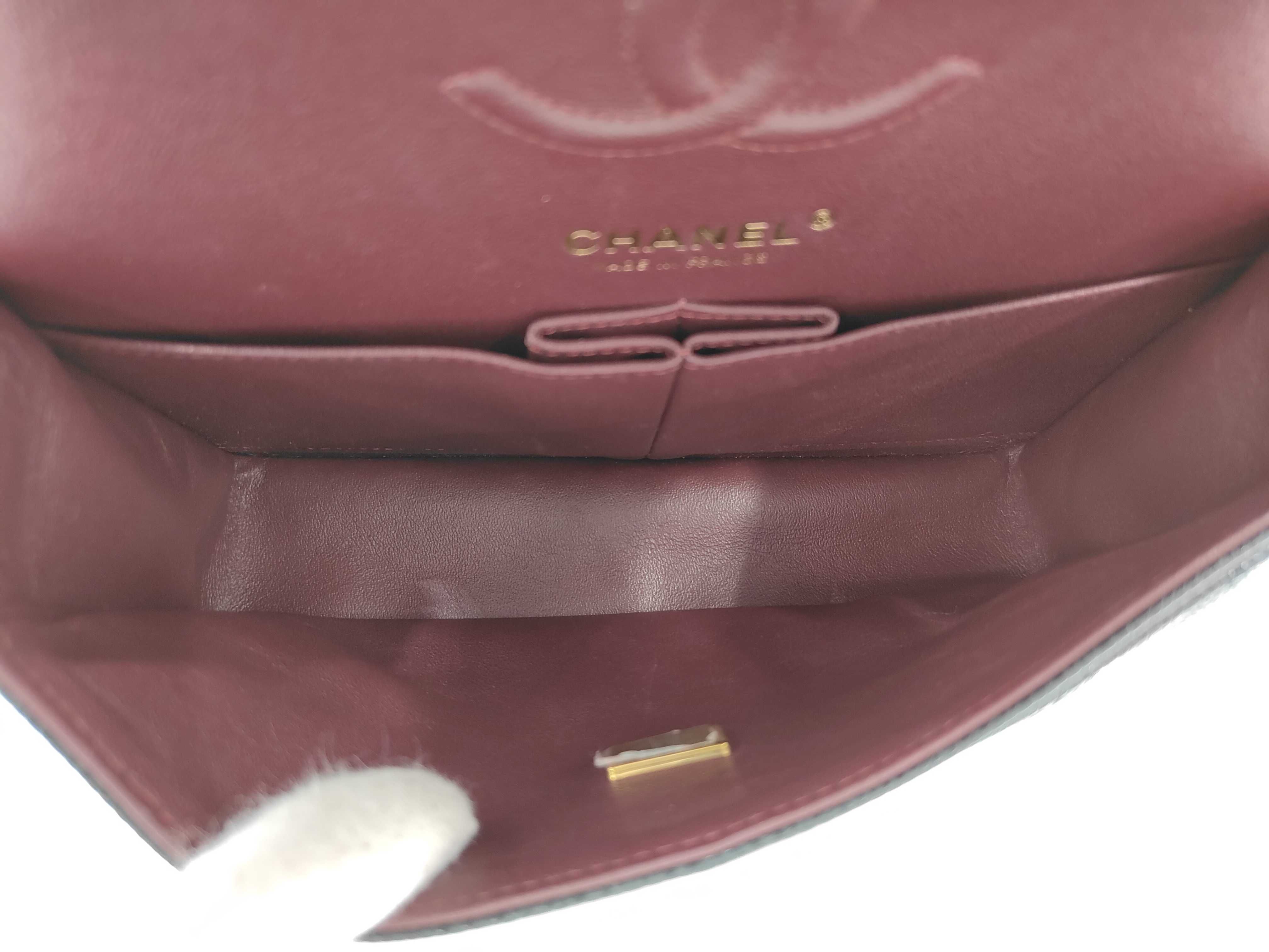 Matelassé 23 Caviar Skin Double Flap Shoulder Bag with Black IC Plate and Gold Hardware — view 11