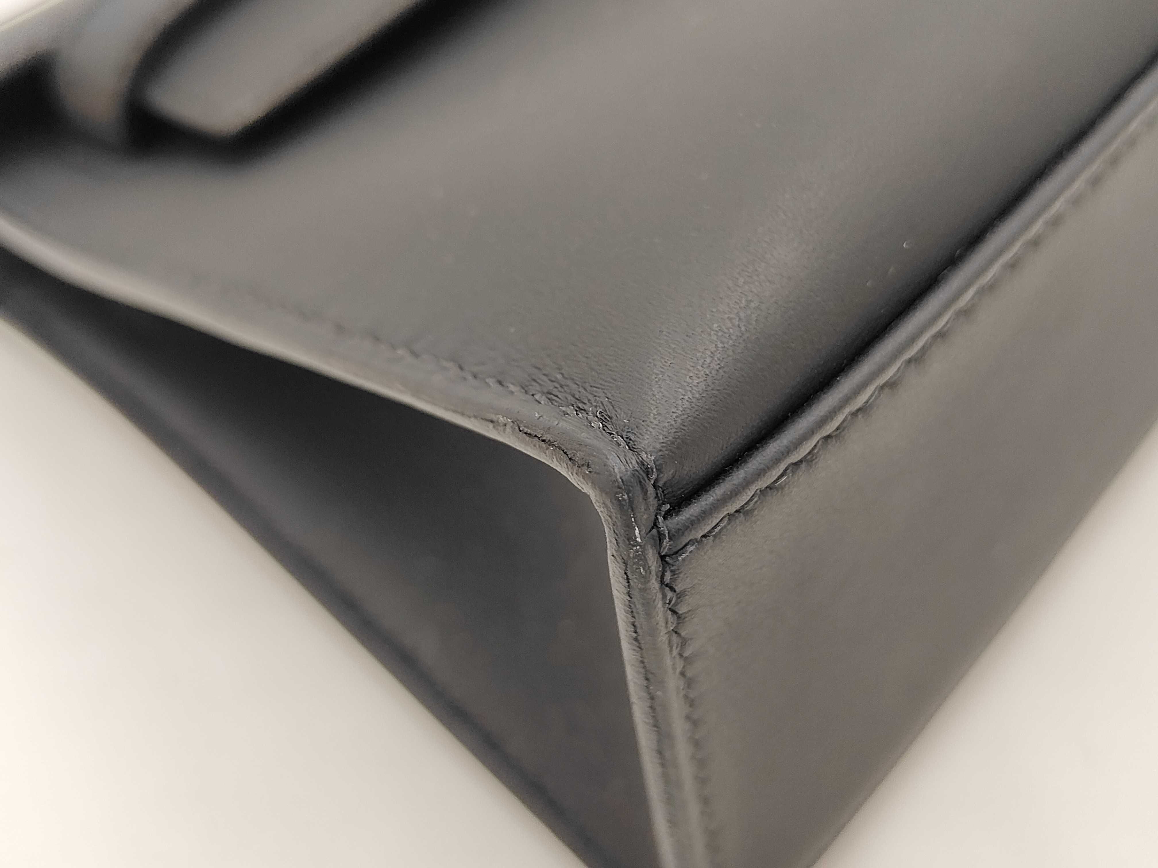 Pochette Kelly, Black Swift Leather, Silver Hardware, G Stamp, Handbag — view 7