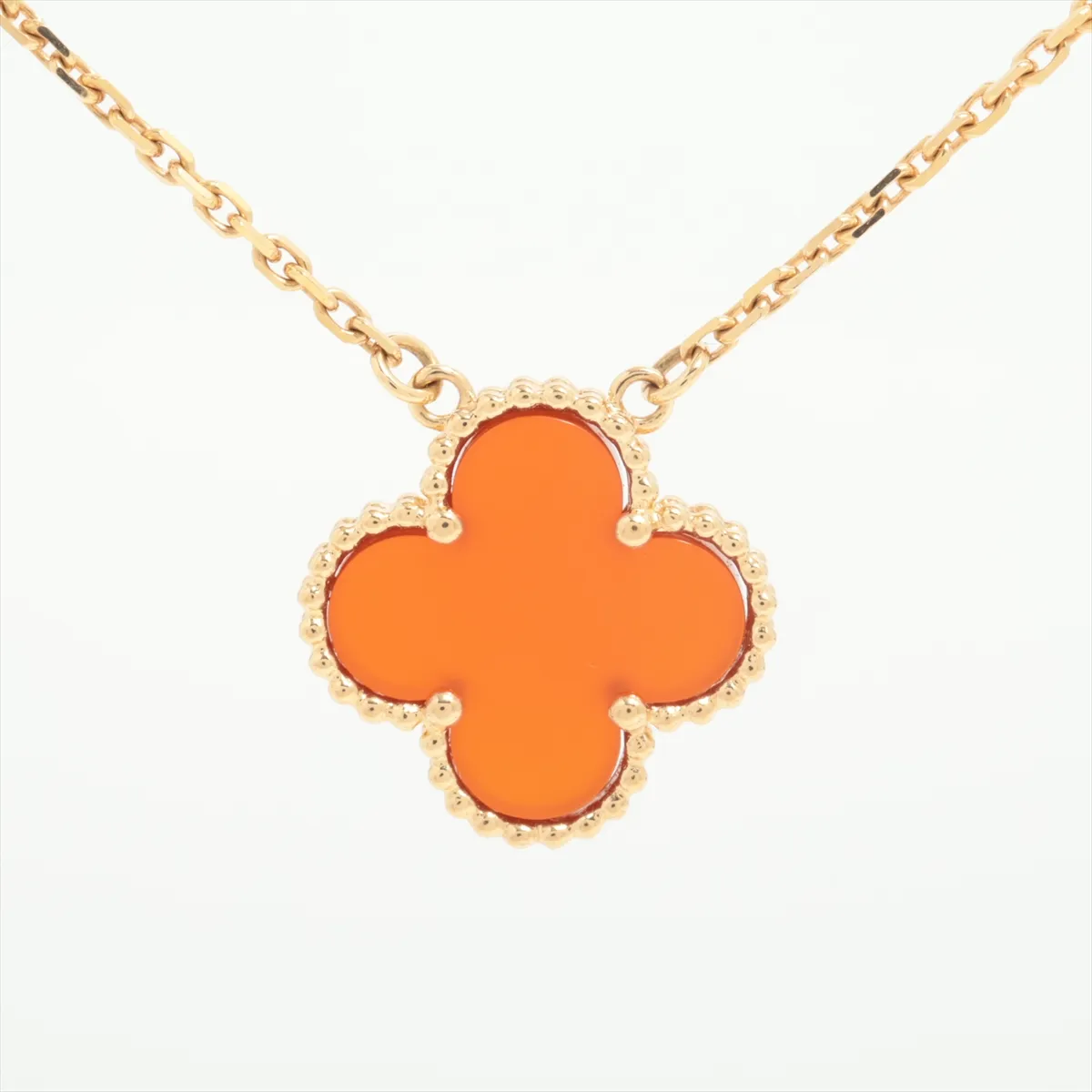 Vintage Alhambra Carnelian Necklace, 750 (Yellow Gold), 5.0g, JE257520. Hallmarks are — view 2