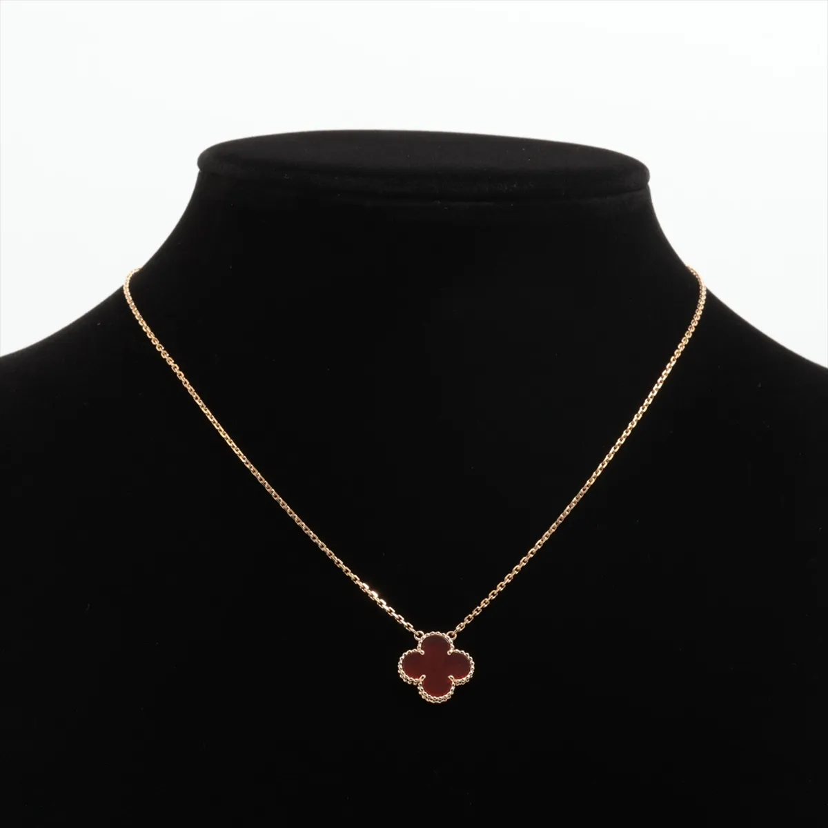 Vintage Alhambra Carnelian Necklace, 750 (Yellow Gold), 5.0g, JE257520. Hallmarks are — view 5