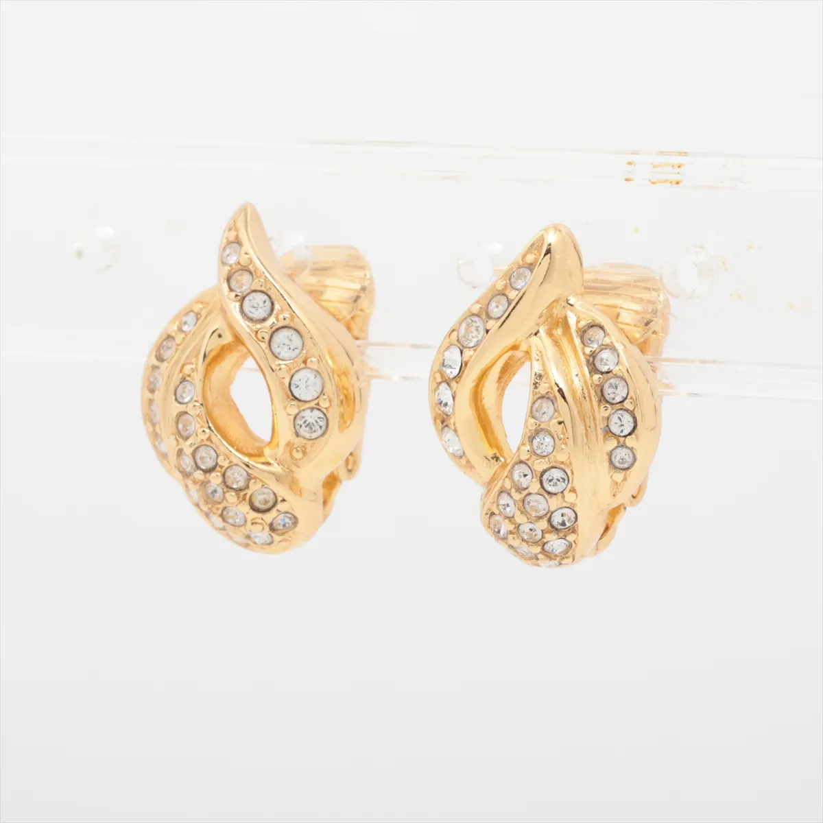 Earrings (for both ears) GP x Rhinestone Gold — view 3