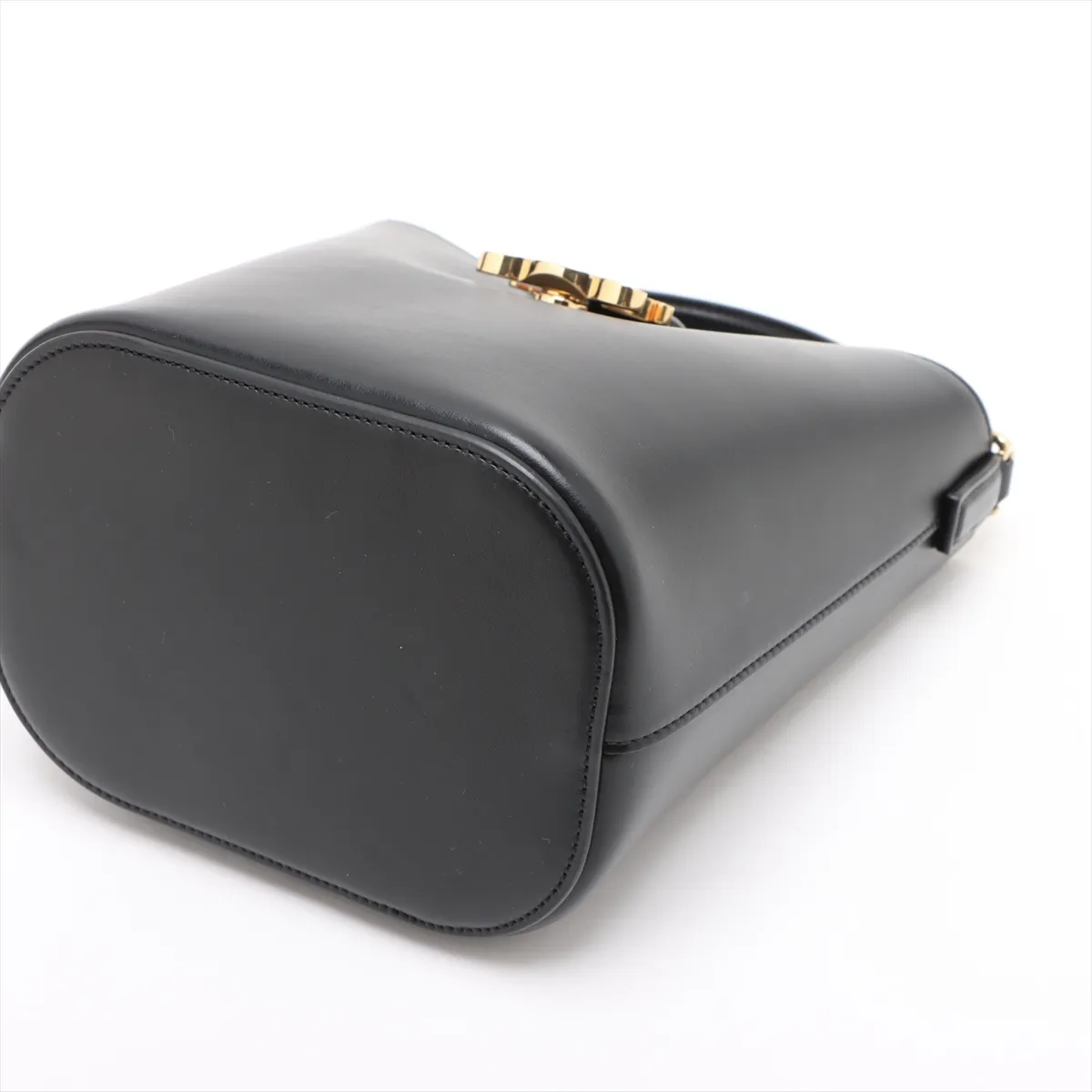 Triomphe Mini Bucket Louise Leather Handbag, Black — view 3