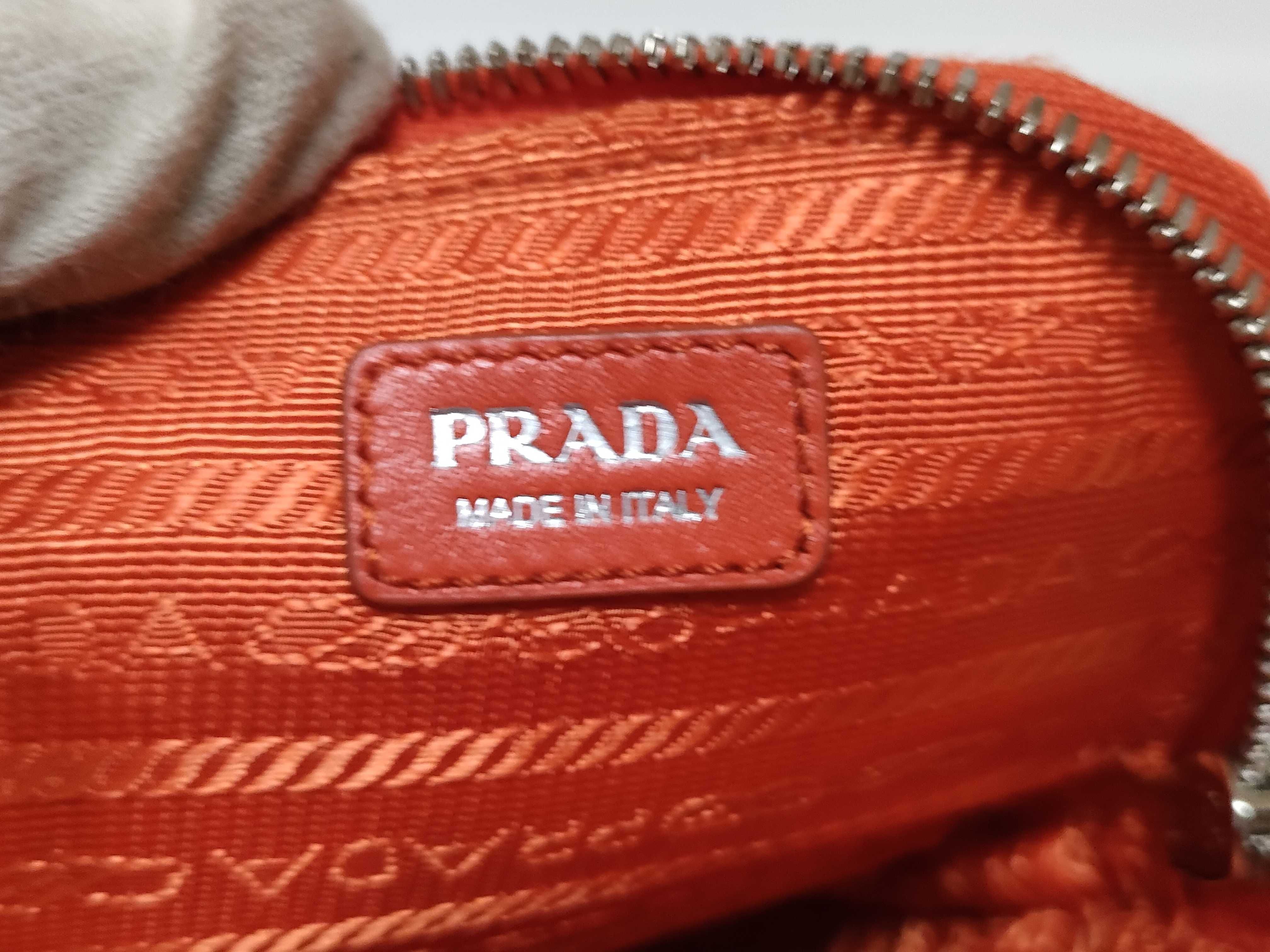 FR- Raffia x leather Shoulder bag Orange 1BP027 Pouch — view 11