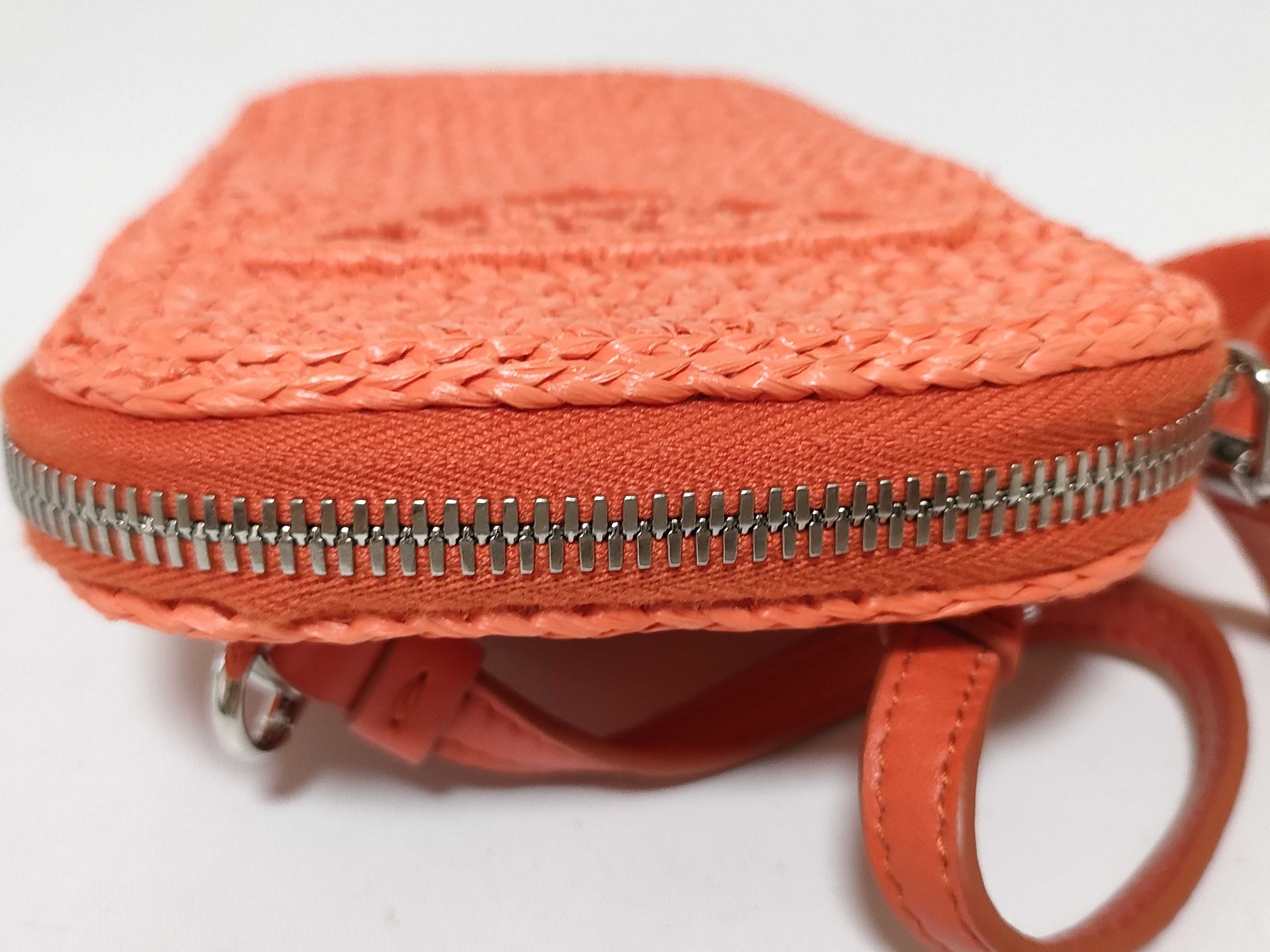FR- Raffia x leather Shoulder bag Orange 1BP027 Pouch — view 6